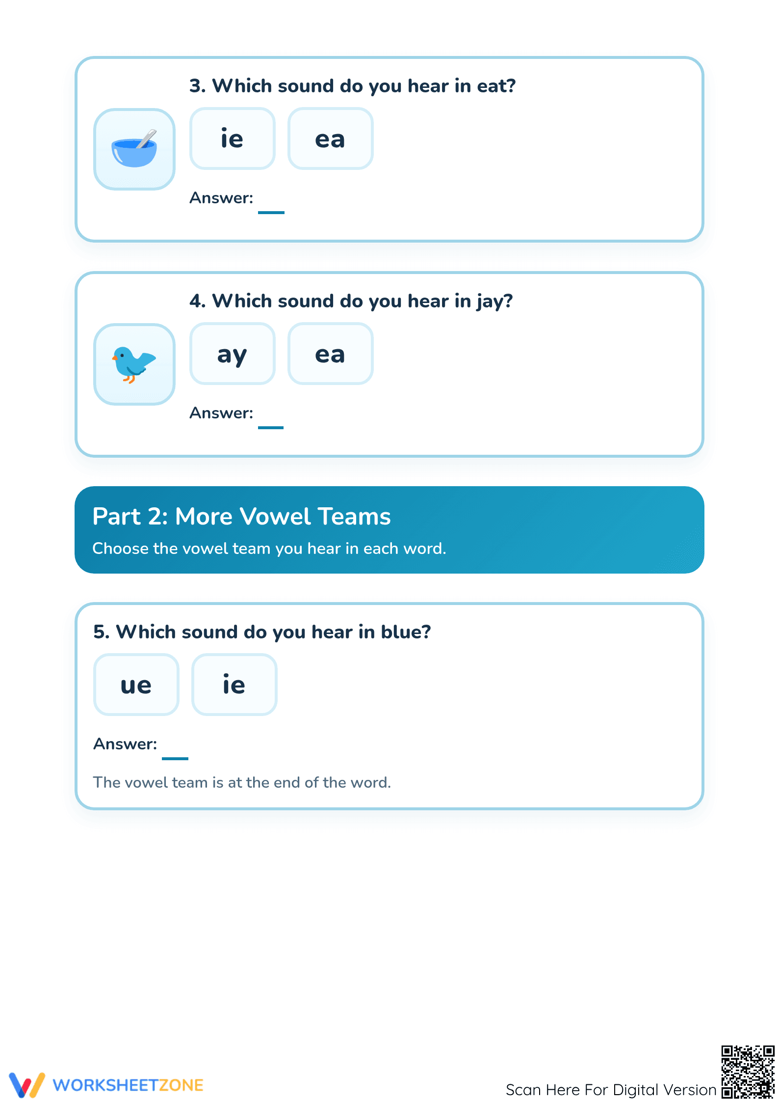 Essential Vowel Digraphs Practice: Grade 1 Phonics Guide - Page 2