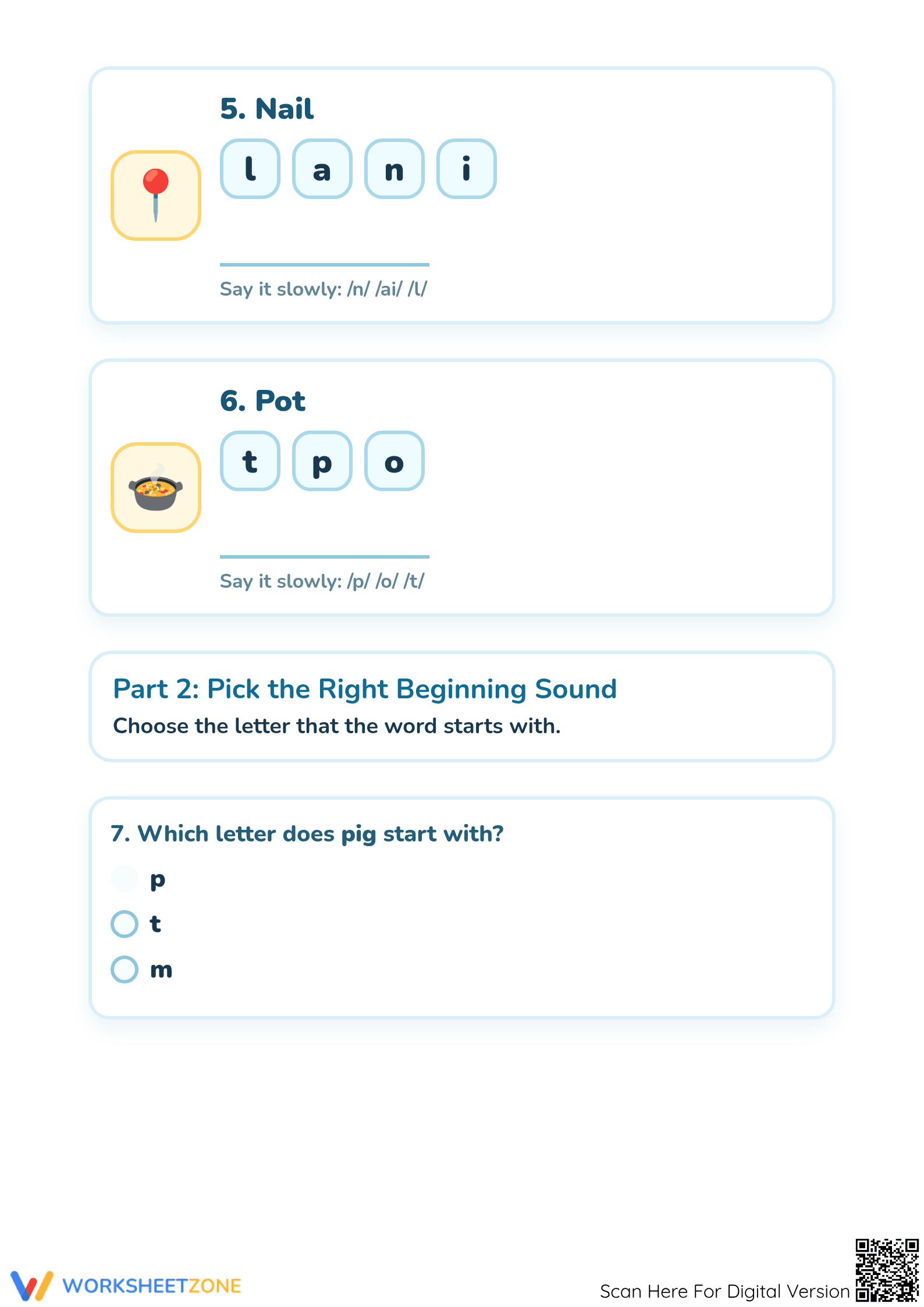 Sounds in Order Phonics Worksheet | Printable Preschool - Page 3