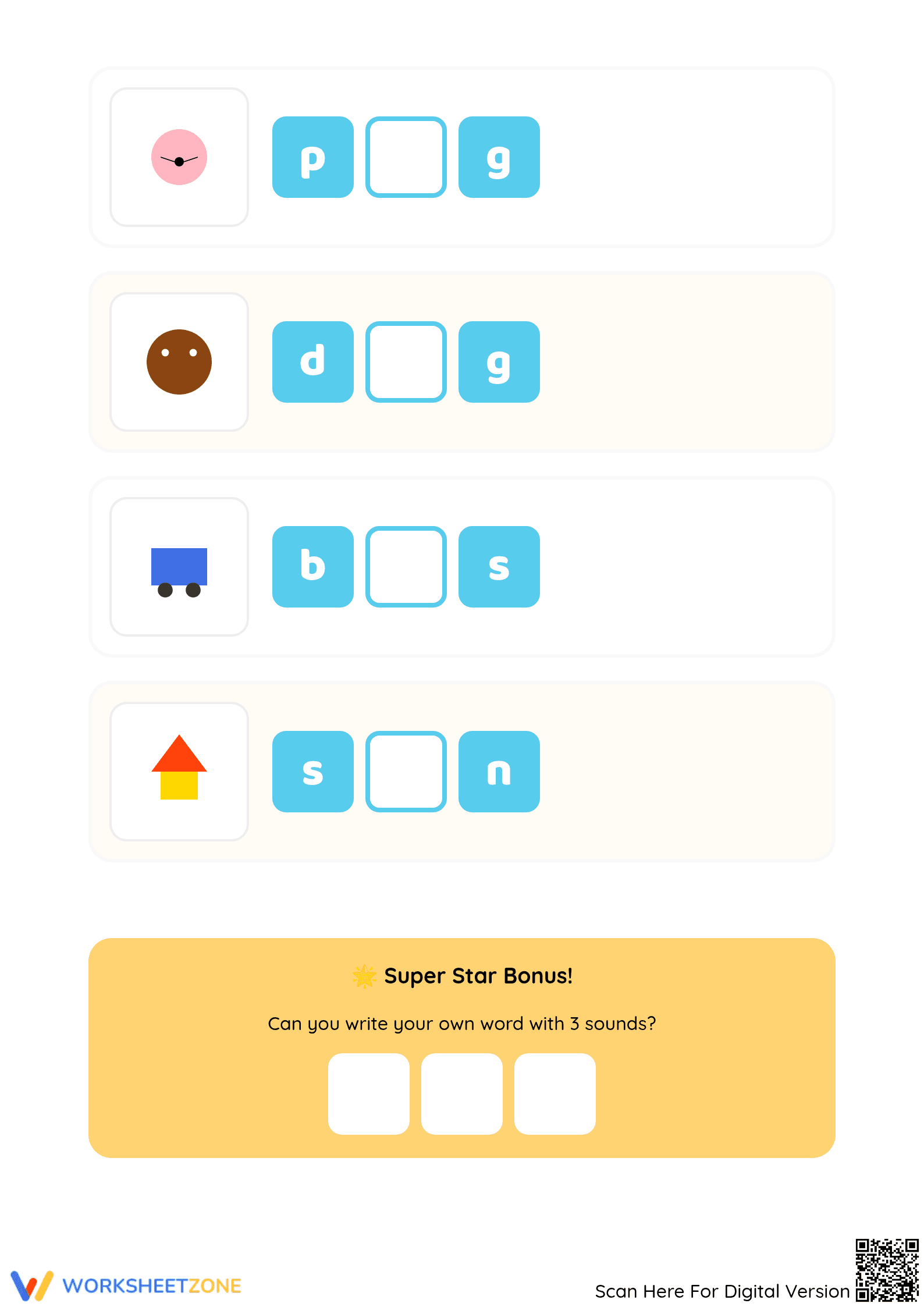 Preschool CVC Phonics — Printable No-Prep Worksheet - Page 2