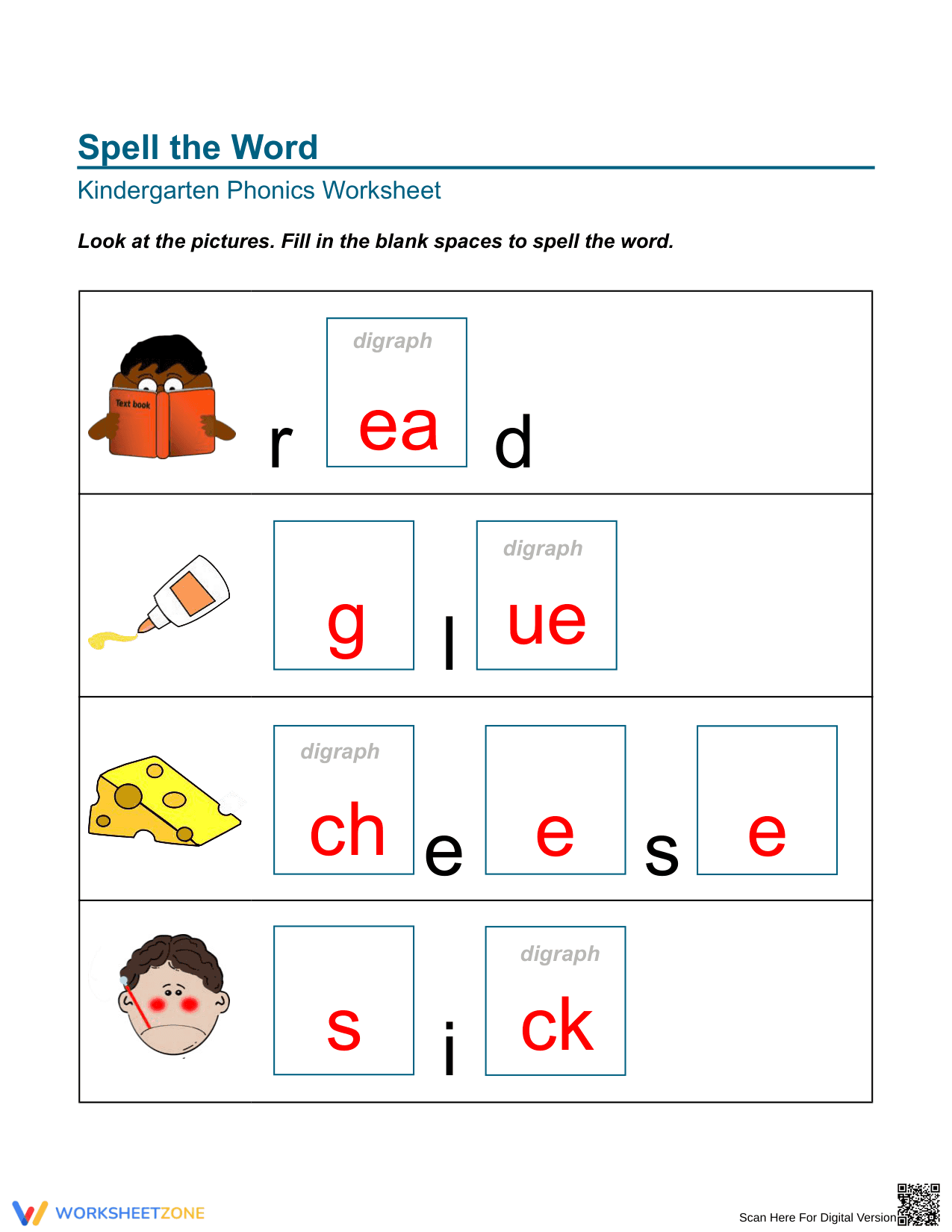 Essential Digraph Spelling Worksheet | Grade 1 Phonics - Page 2