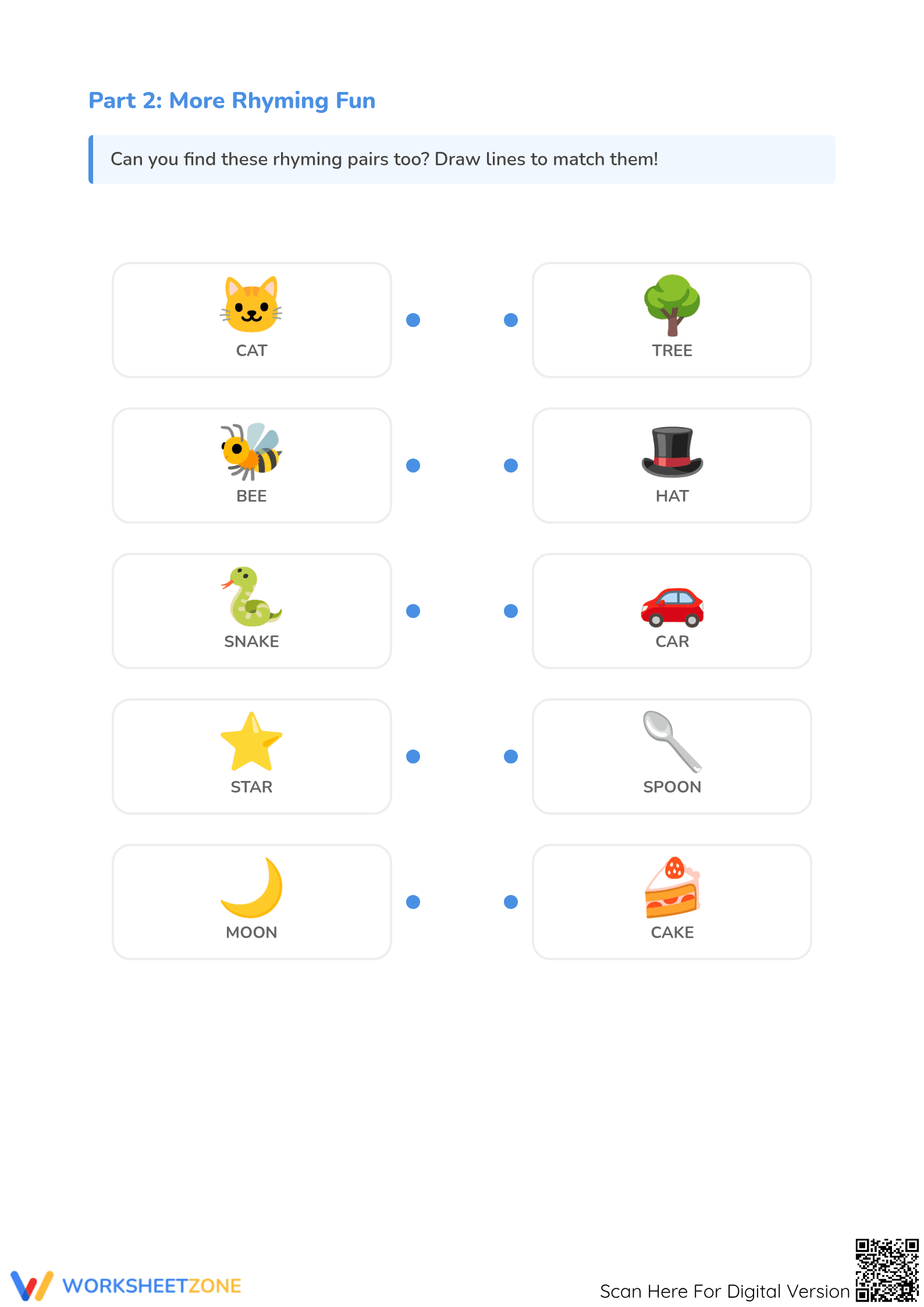 Rhyming Words Matching Worksheet | Grade K-1 Printable - Page 2