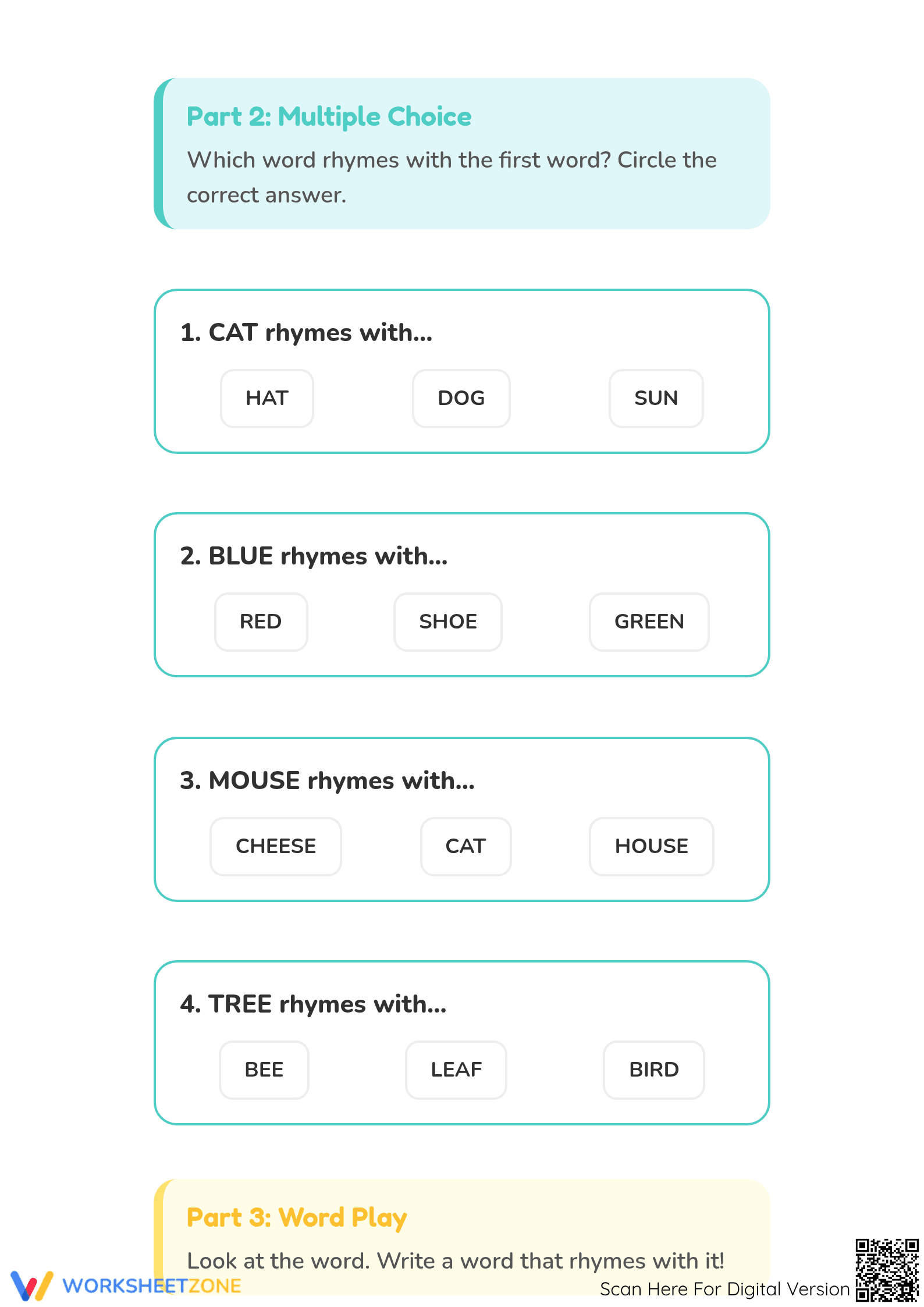 Essential Rhyming Words Matching Worksheet | Grade K-1 - Page 3