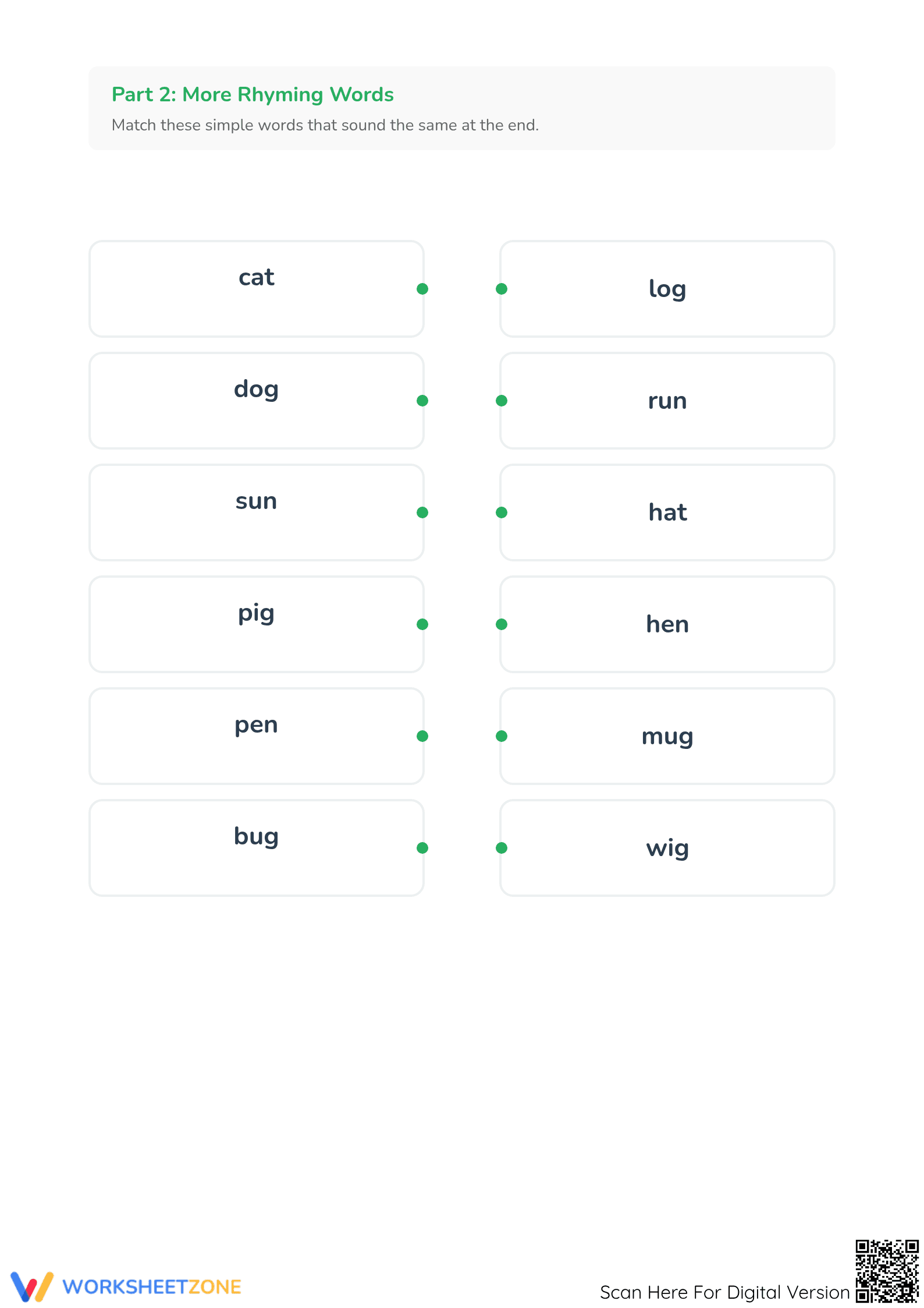 Printable Rhyming Words Worksheet | Kindergarten ELA - Page 2