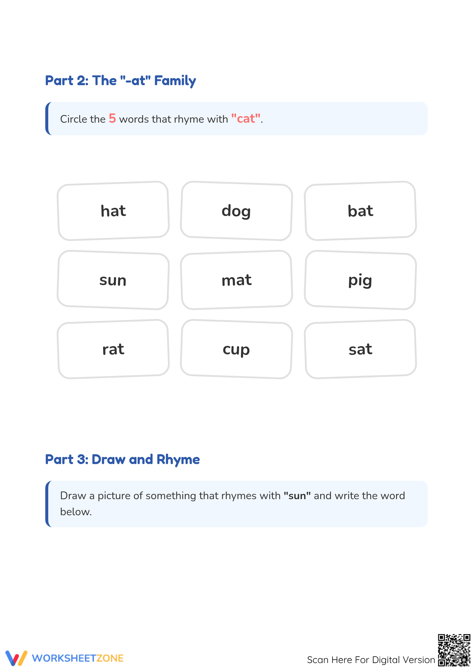 Rhyming Words Worksheet | Grade K Printable - Page 2