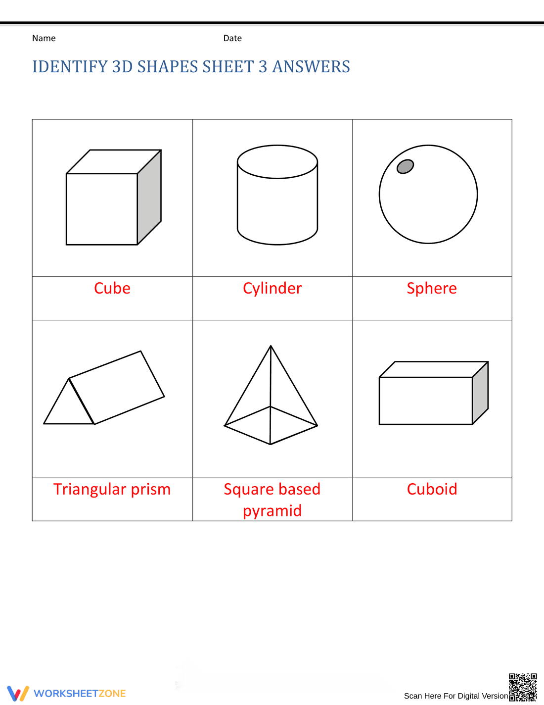3D Shapes Identification Practice - Page 2