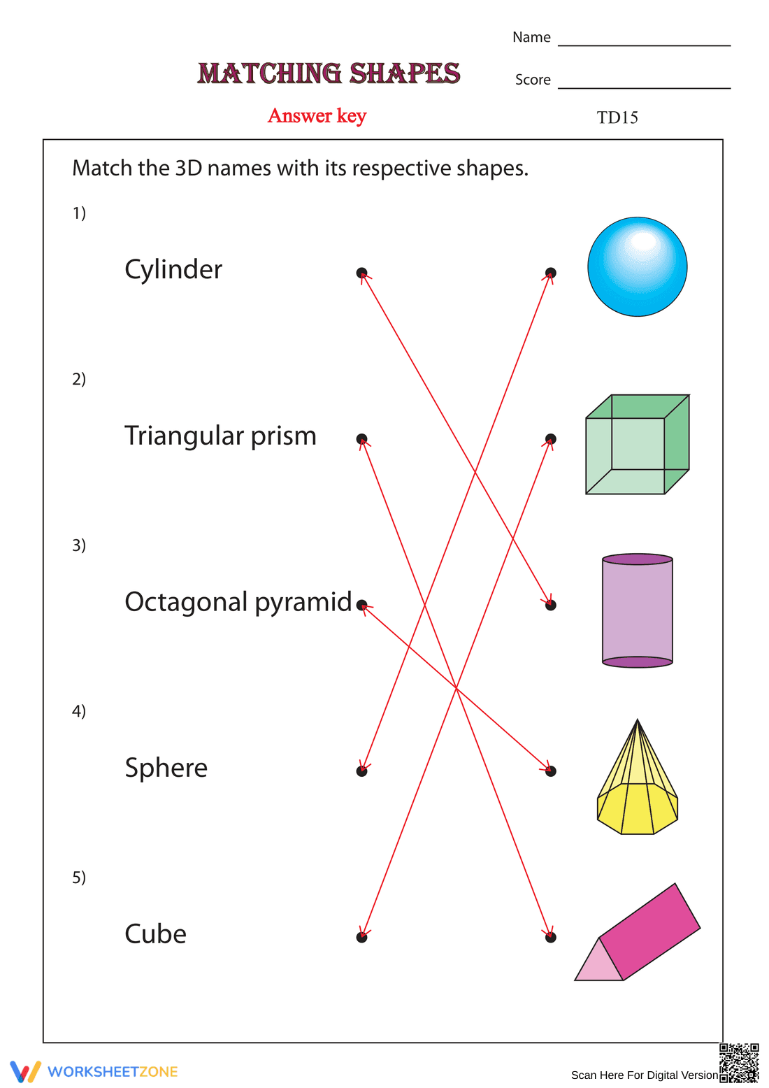 Matching 3D Shapes Worksheet - Page 2