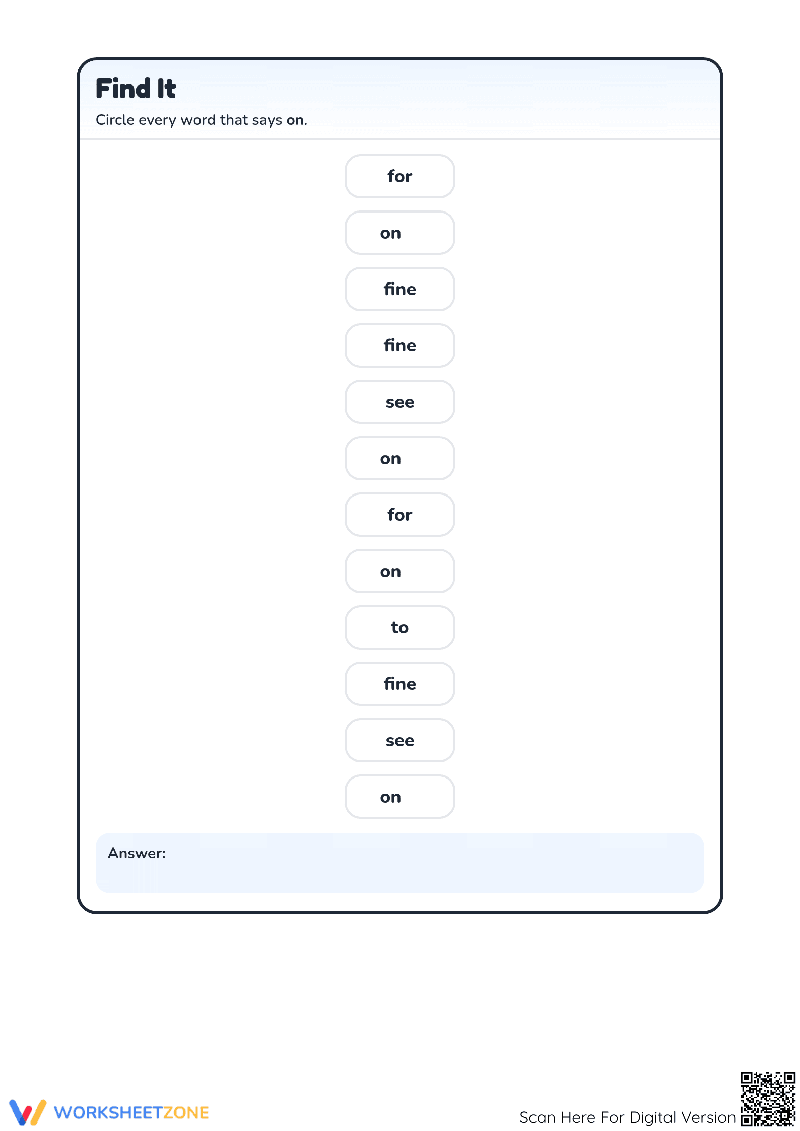 Essential Sight Word "on" Practice | Grade K-1 Printable - Page 3