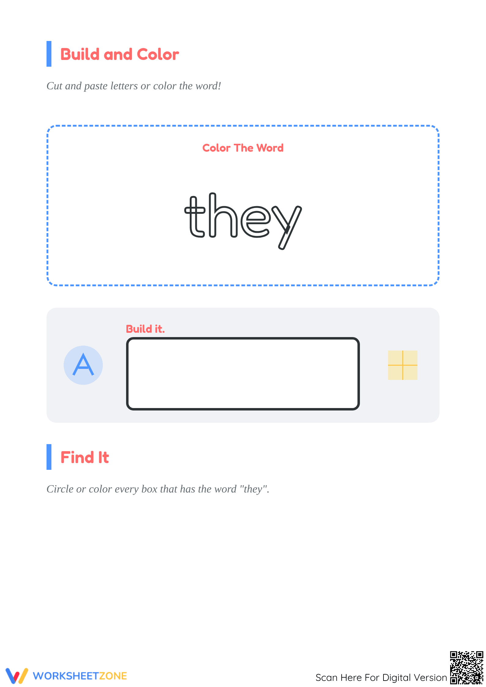 Sight Word "they" Worksheet | Printable Grade K-1 ELA - Page 2