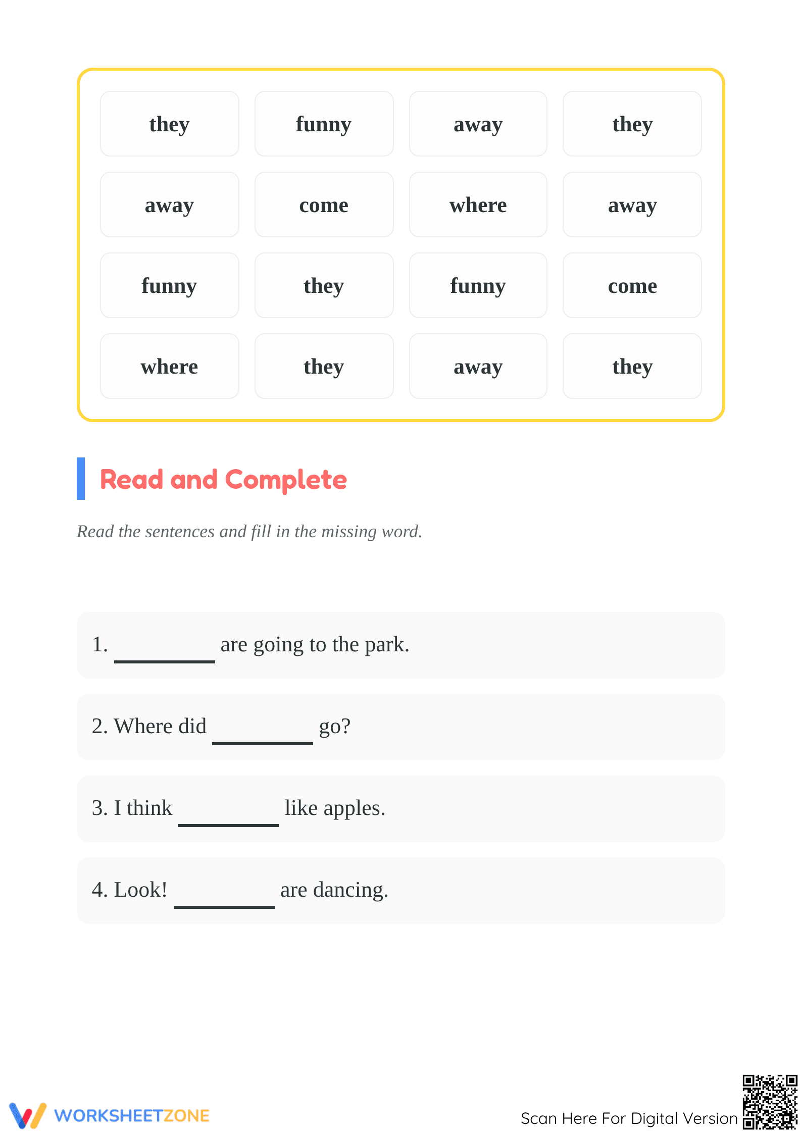 Sight Word "they" Worksheet | Printable Grade K-1 ELA - Page 3