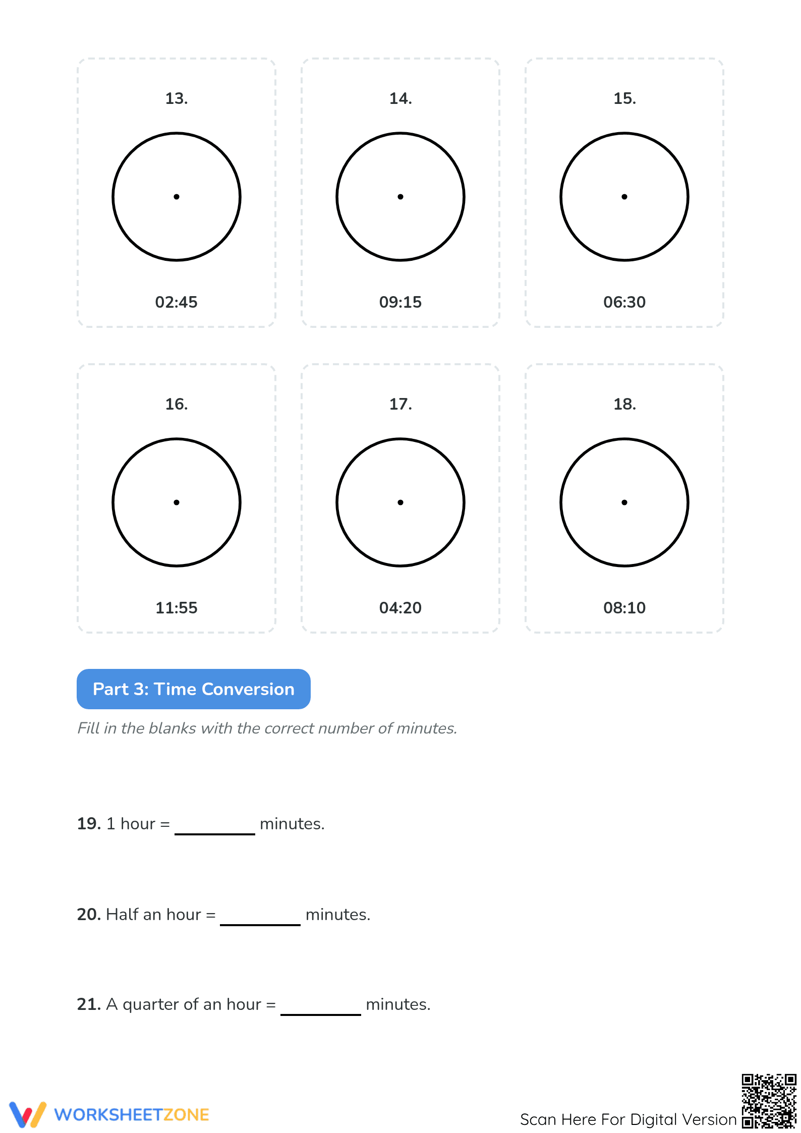 Printable 5-Minute Intervals Time Worksheet | Grade 2-4 Math - Page 3