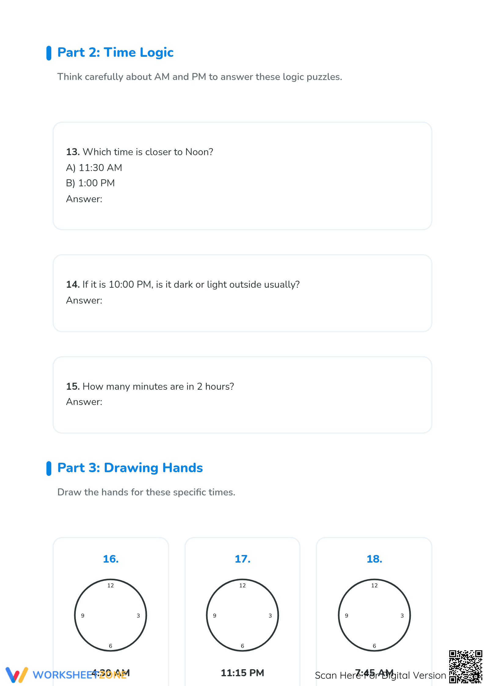 2.MD.C.7 Worksheet: Reading Analog Time — Grade 2-4 Aligned - Page 3