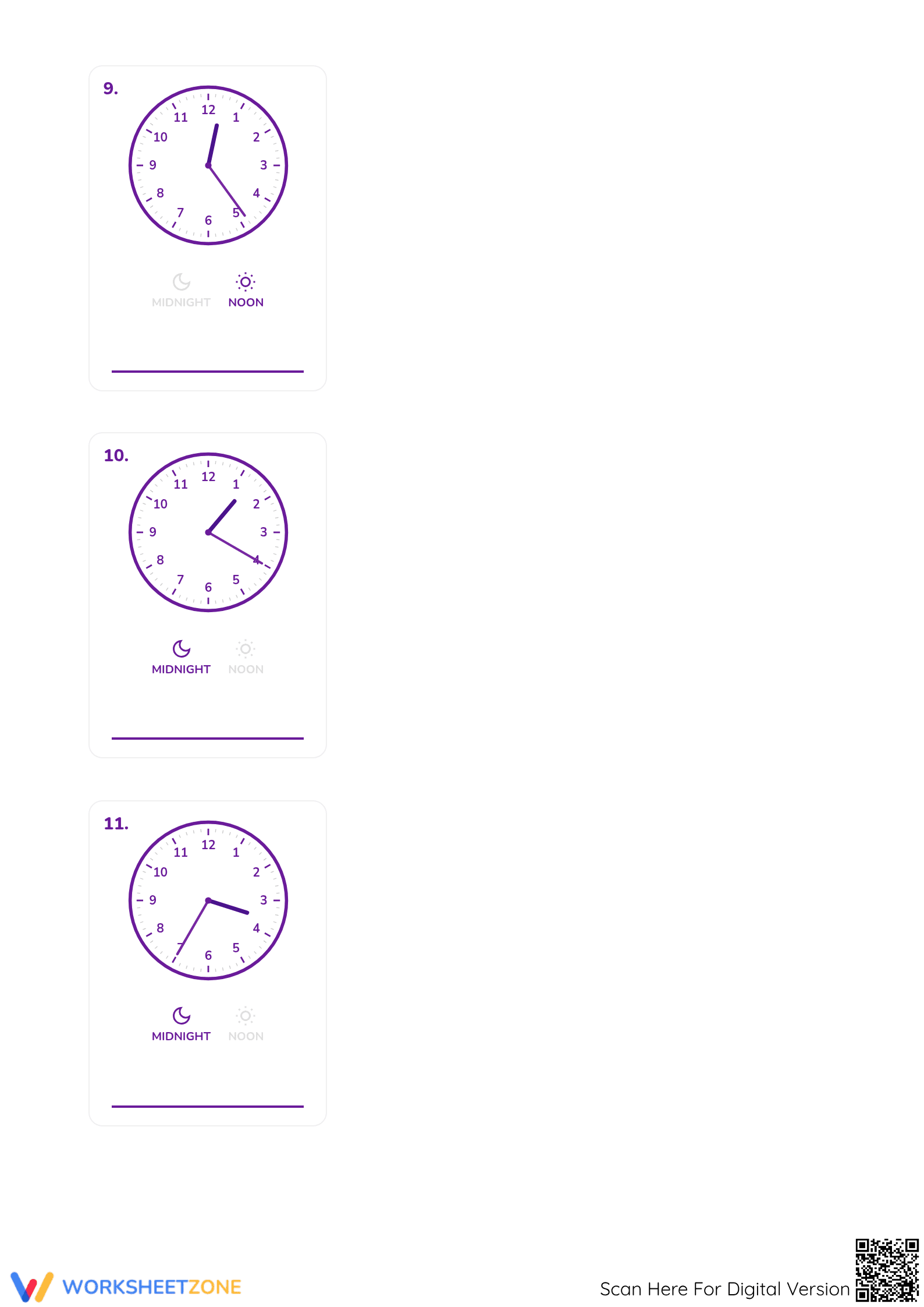 Printable Telling Time Worksheet: 1-Minute Intervals Grade 3 - Page 4