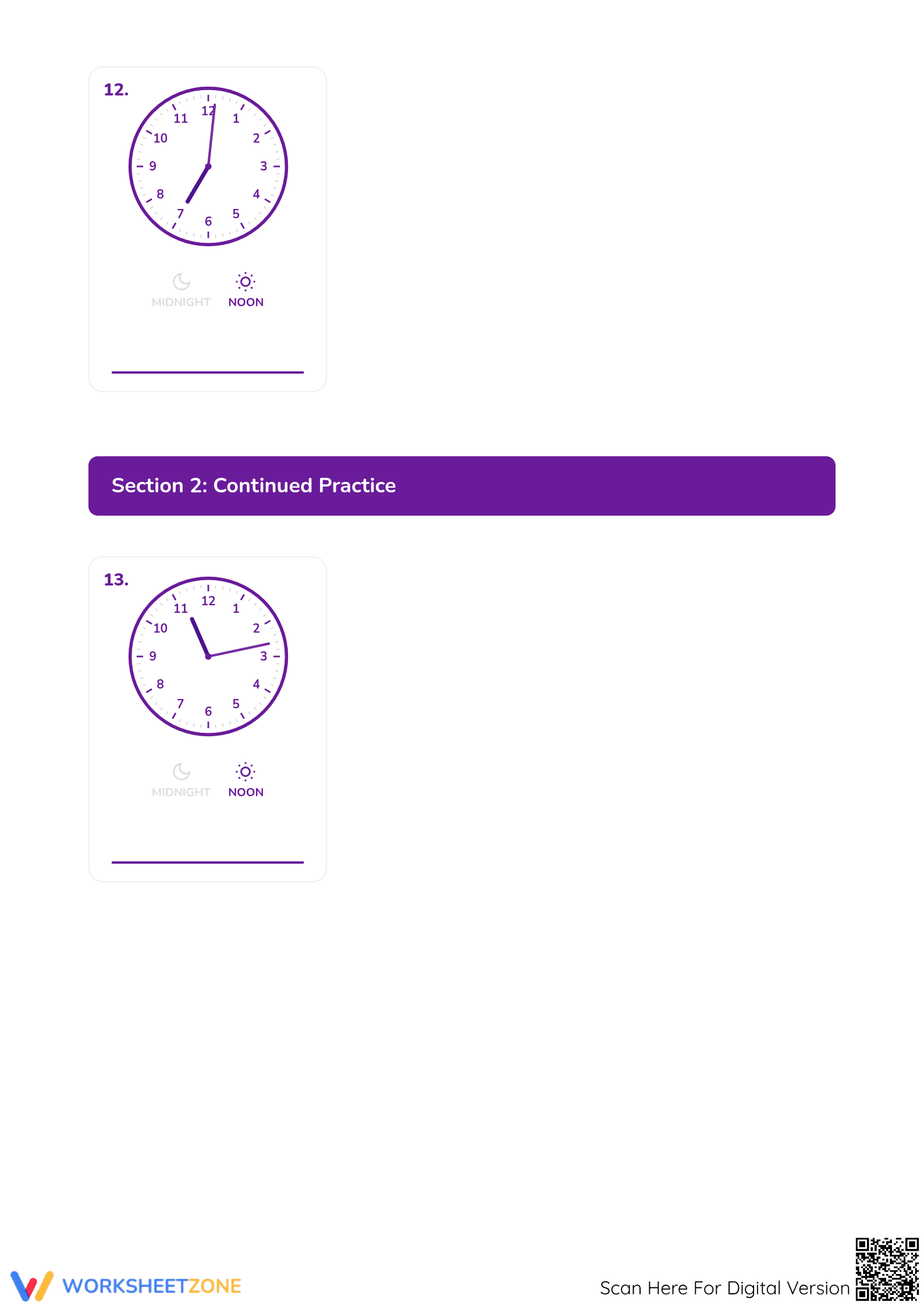 Printable Telling Time Worksheet: 1-Minute Intervals Grade 3 - Page 5