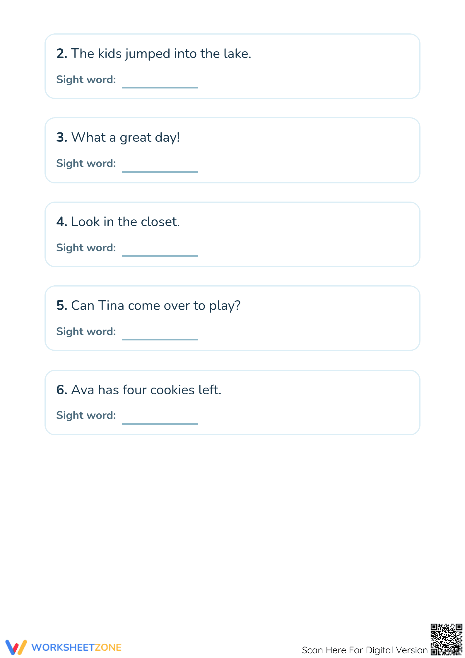 Printable Kindergarten Sight Words Worksheet | RF.K.3.C - Page 2