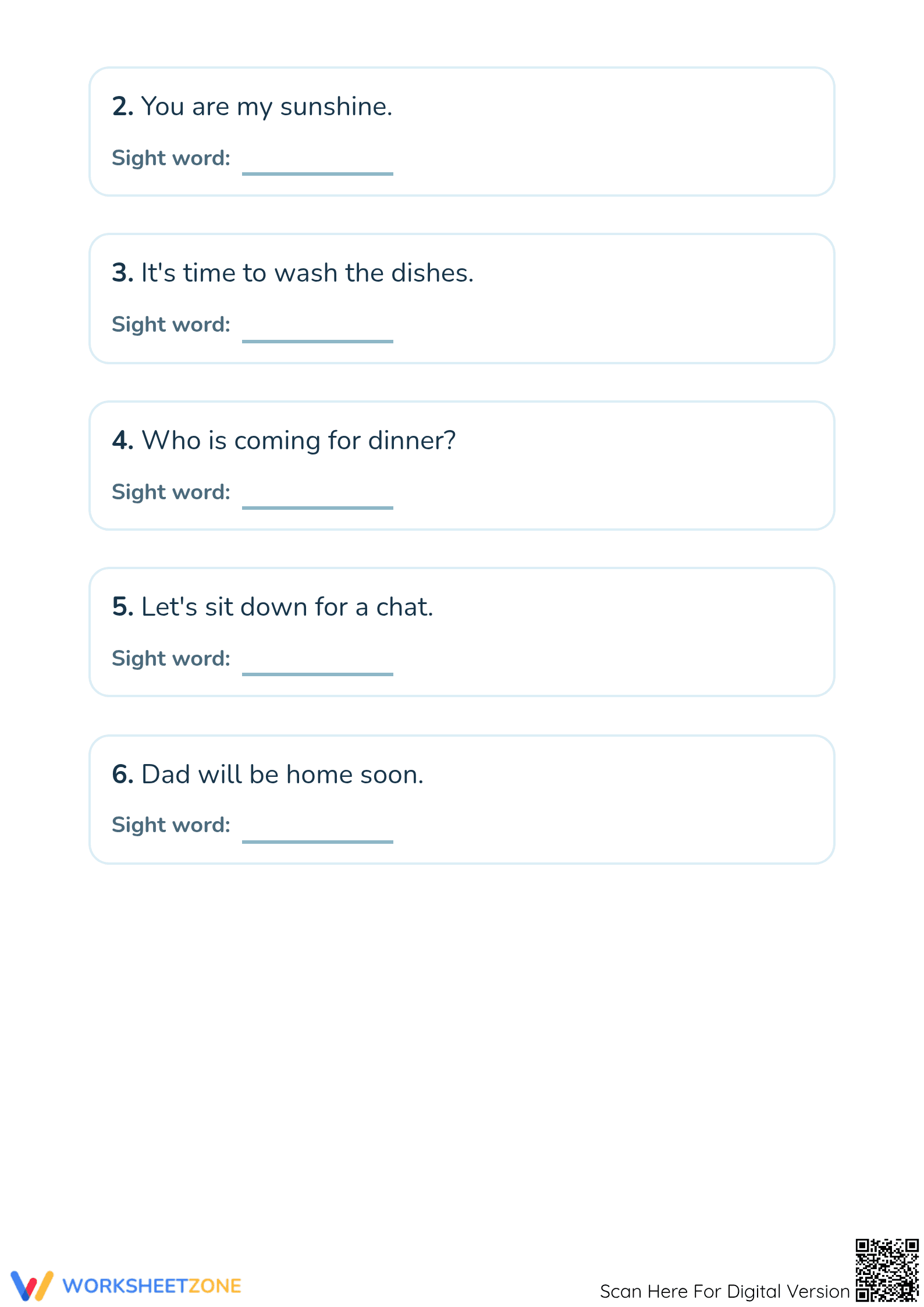Kindergarten Sight Words — Printable No-Prep Worksheet - Page 2