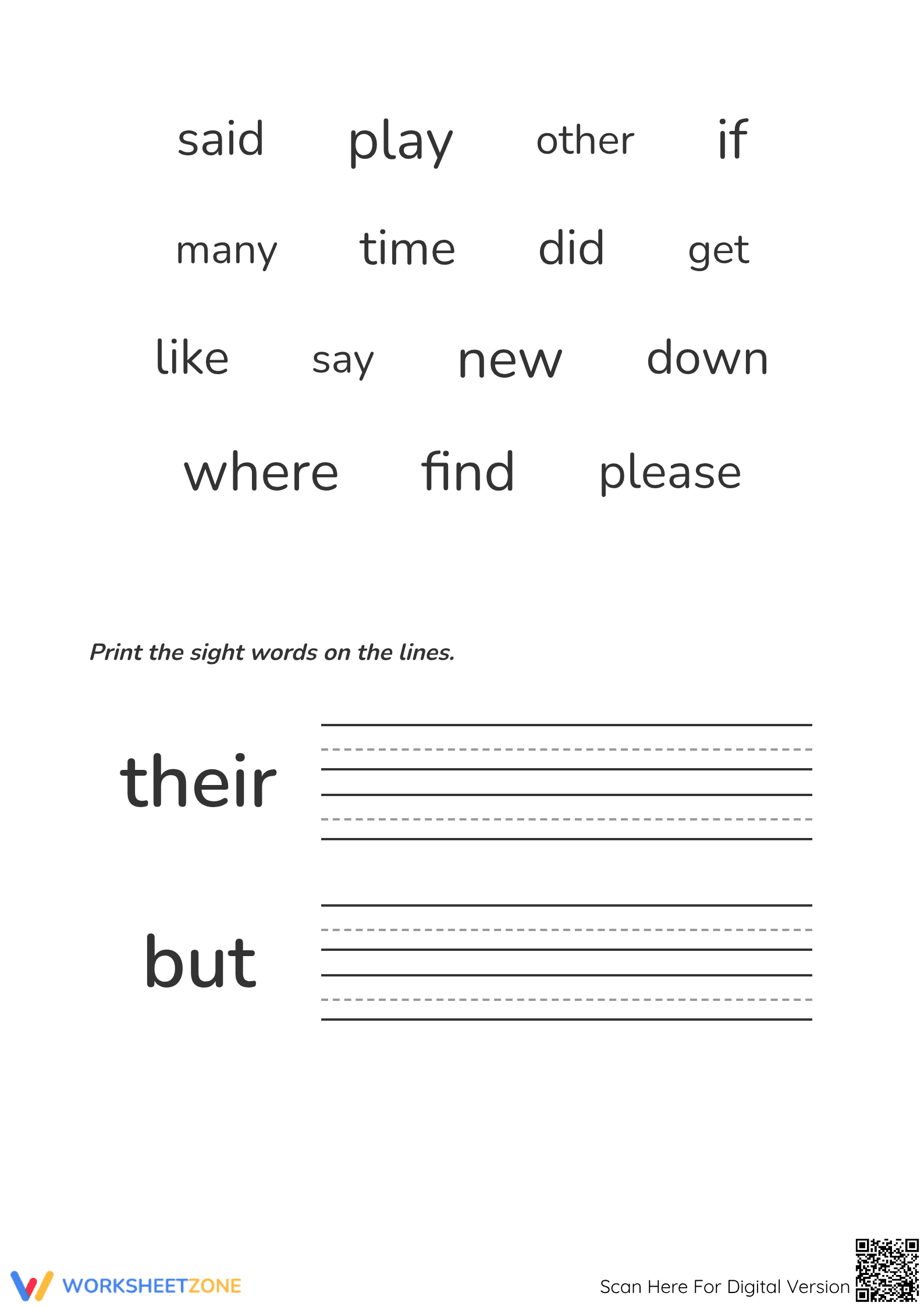 Printable Sight Words Worksheet | Grade K ELA - Page 2