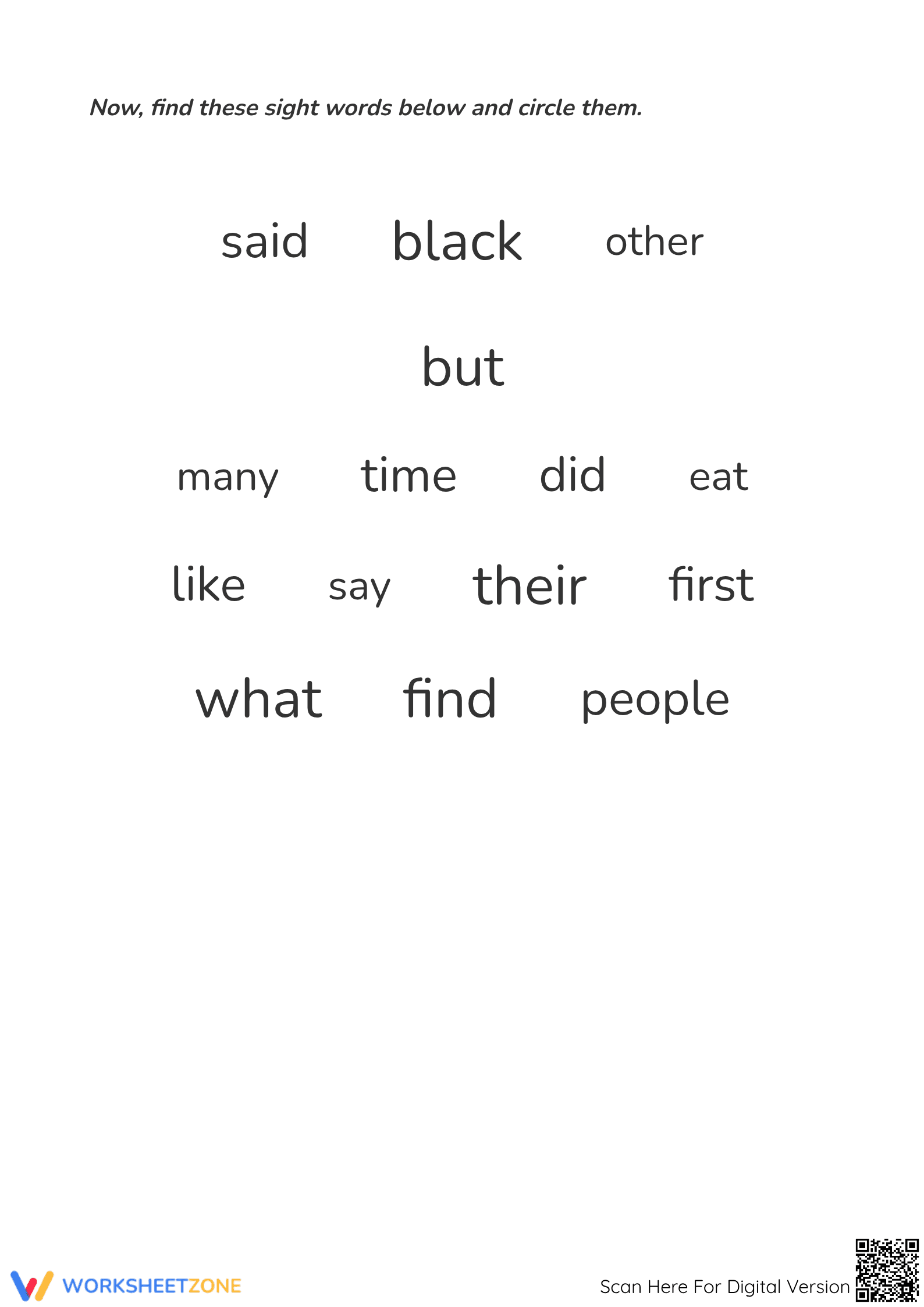 Printable Sight Words Worksheet | Grade K ELA - Page 3
