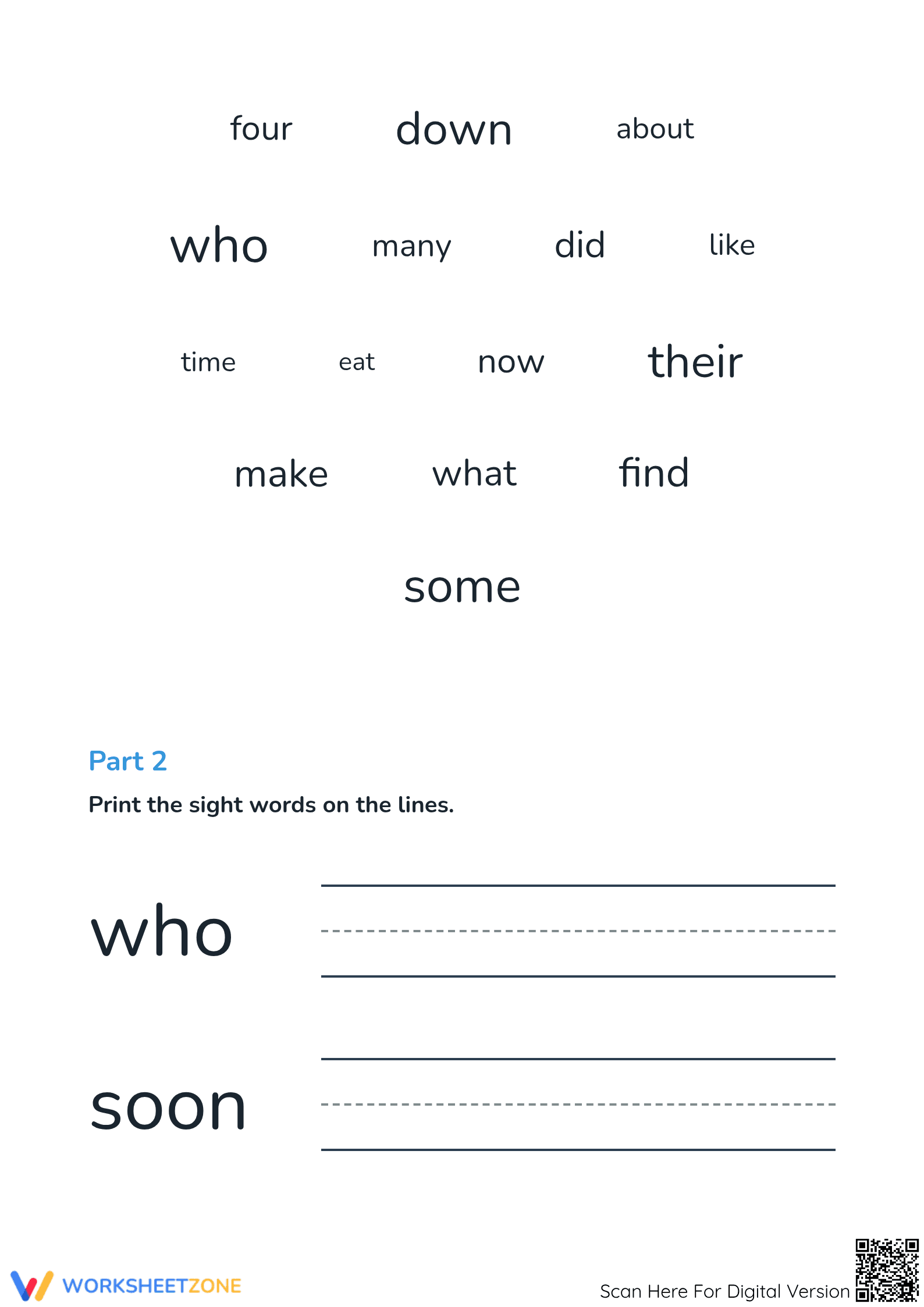 Kindergarten Sight Words Worksheet | Printable Ready - Page 2