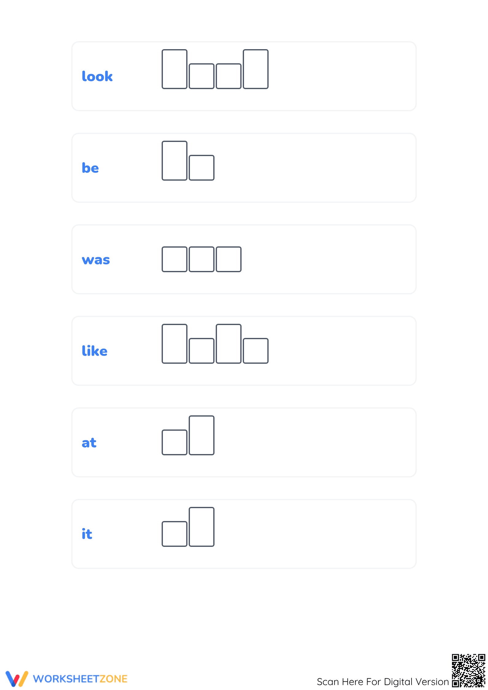 Printable Word Shapes 2 Worksheet | Grade K Sight Words - Page 2