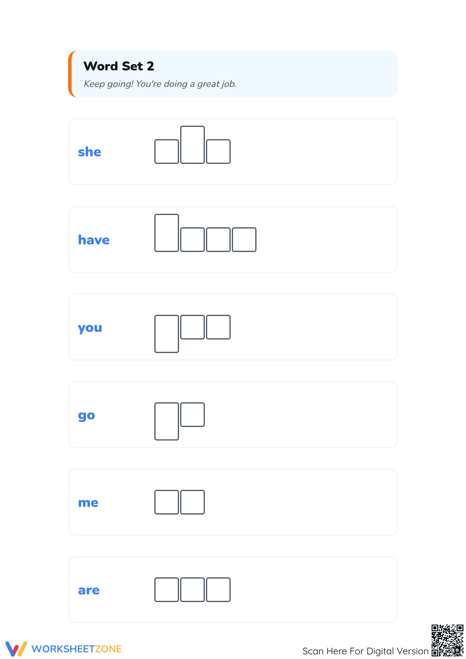 Printable Word Shapes 2 Worksheet | Grade K Sight Words - Page 4