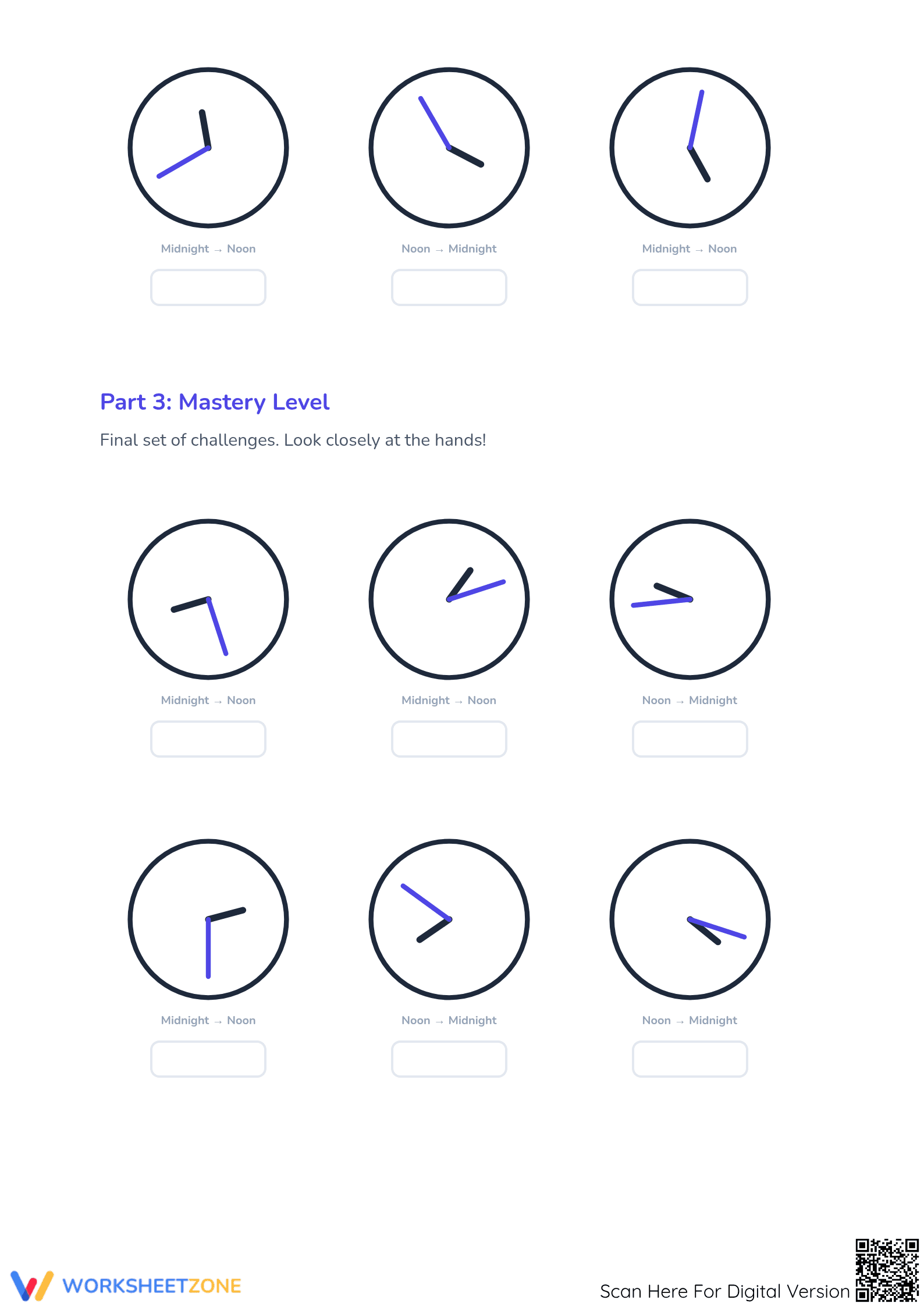Printable Telling Time Worksheet | 1-Minute Analog Clocks - Page 3