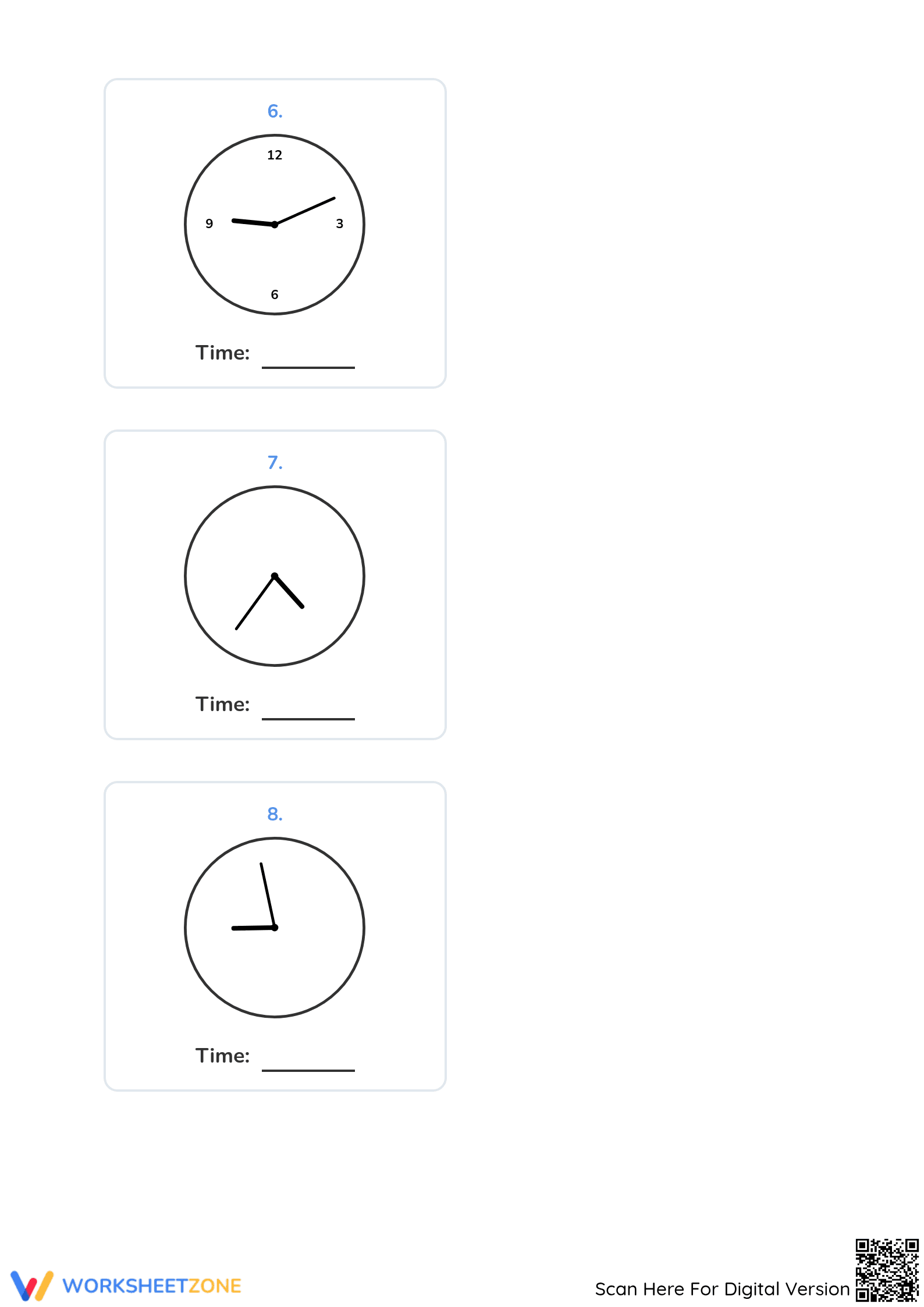 Grade 3 Telling Time — Printable No-Prep Worksheet - Page 3