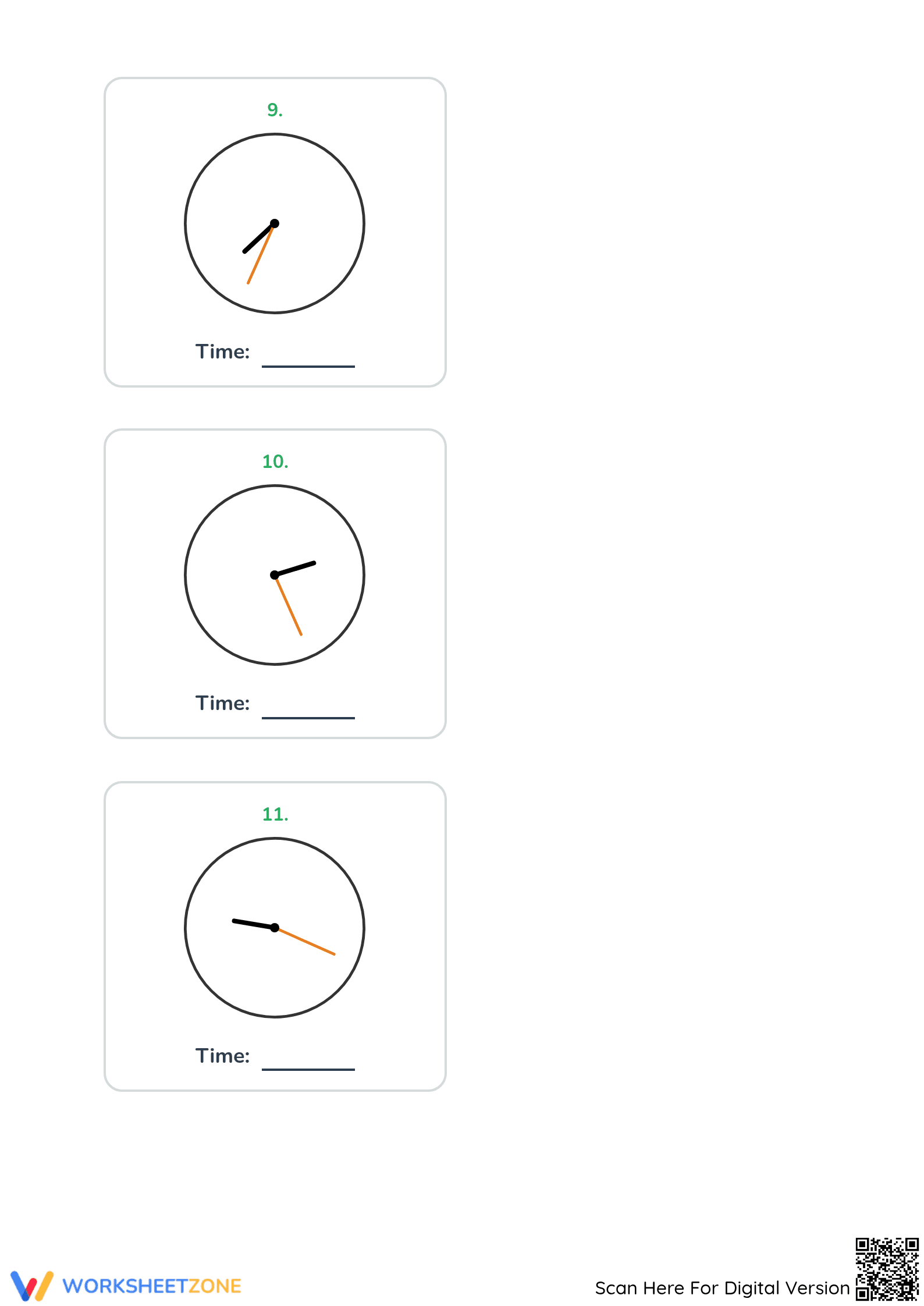Printable Telling Time Worksheet: 1-Minute Intervals - Page 4