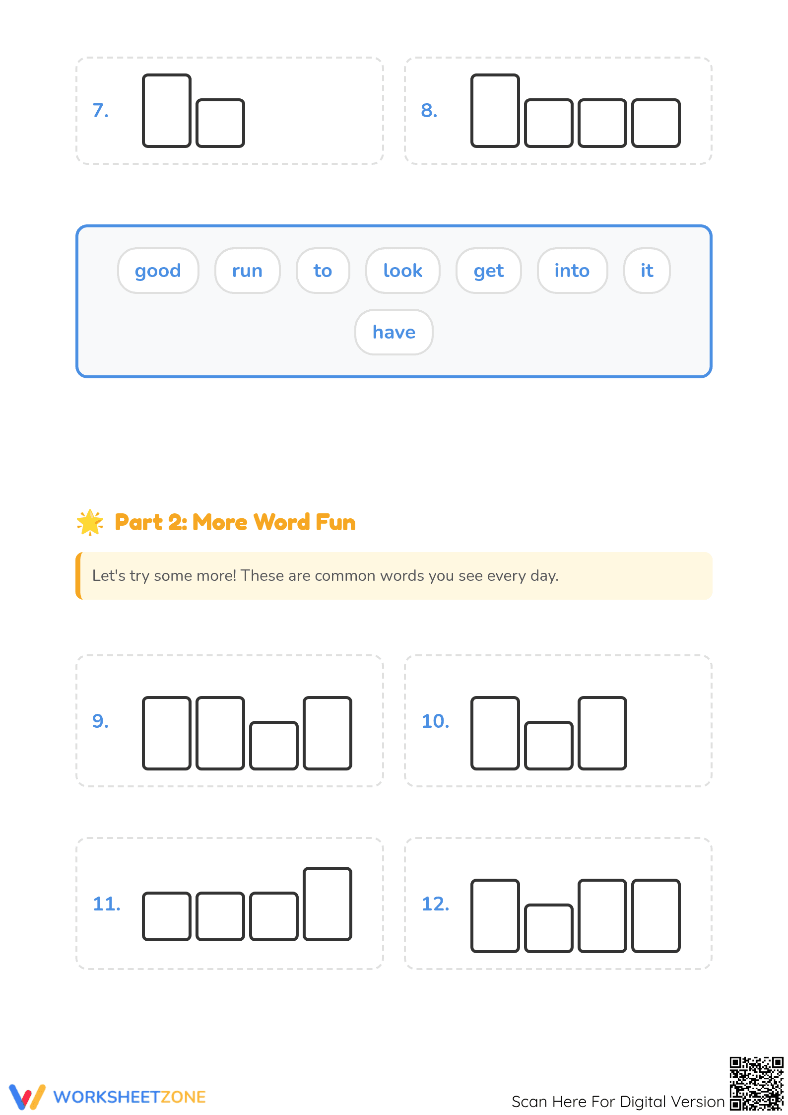 Printable Word Shapes 6 Worksheet | Kindergarten ELA Ready - Page 2