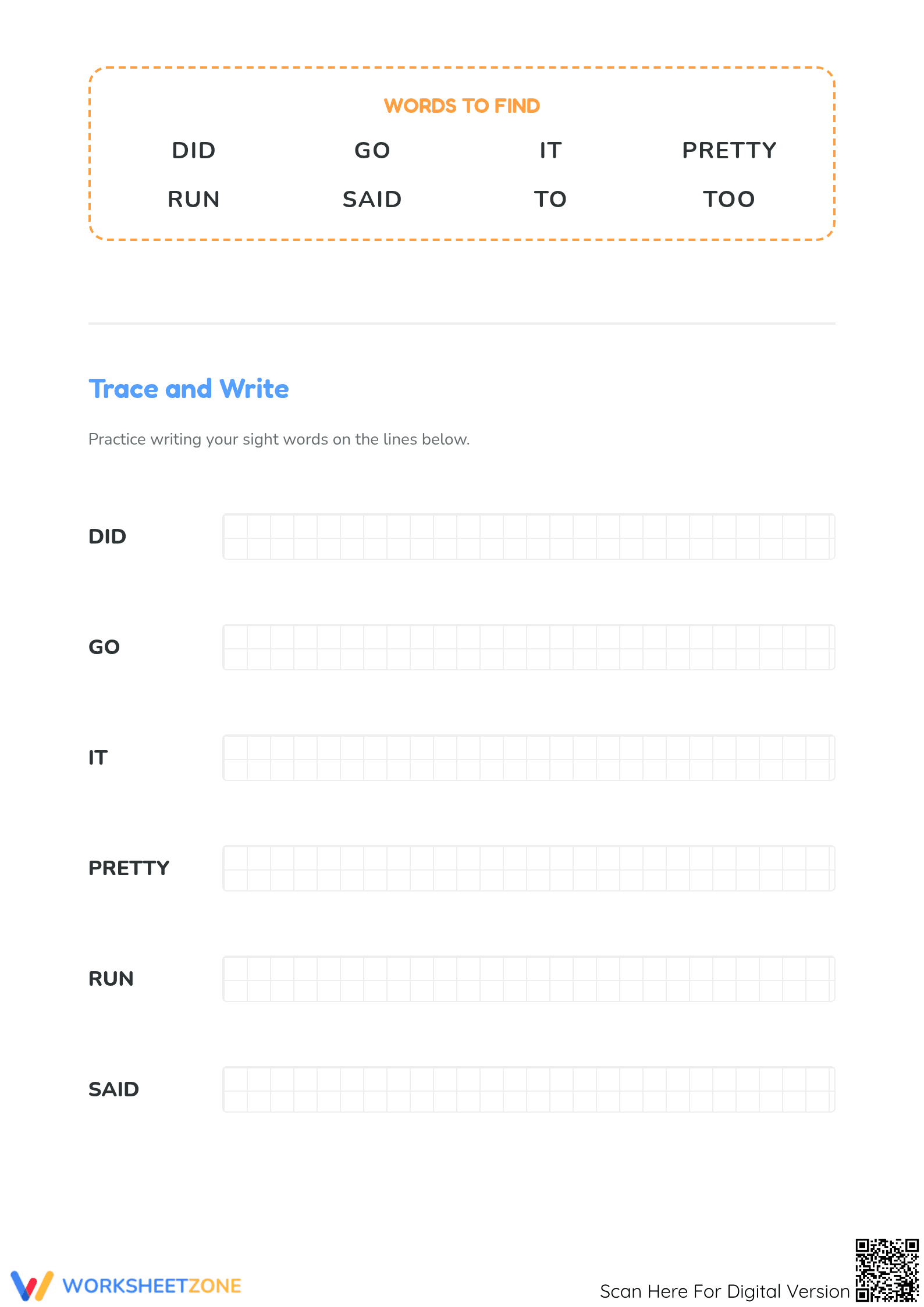 Sight Words Word Search Worksheet | Grade K-1 Essential - Page 2