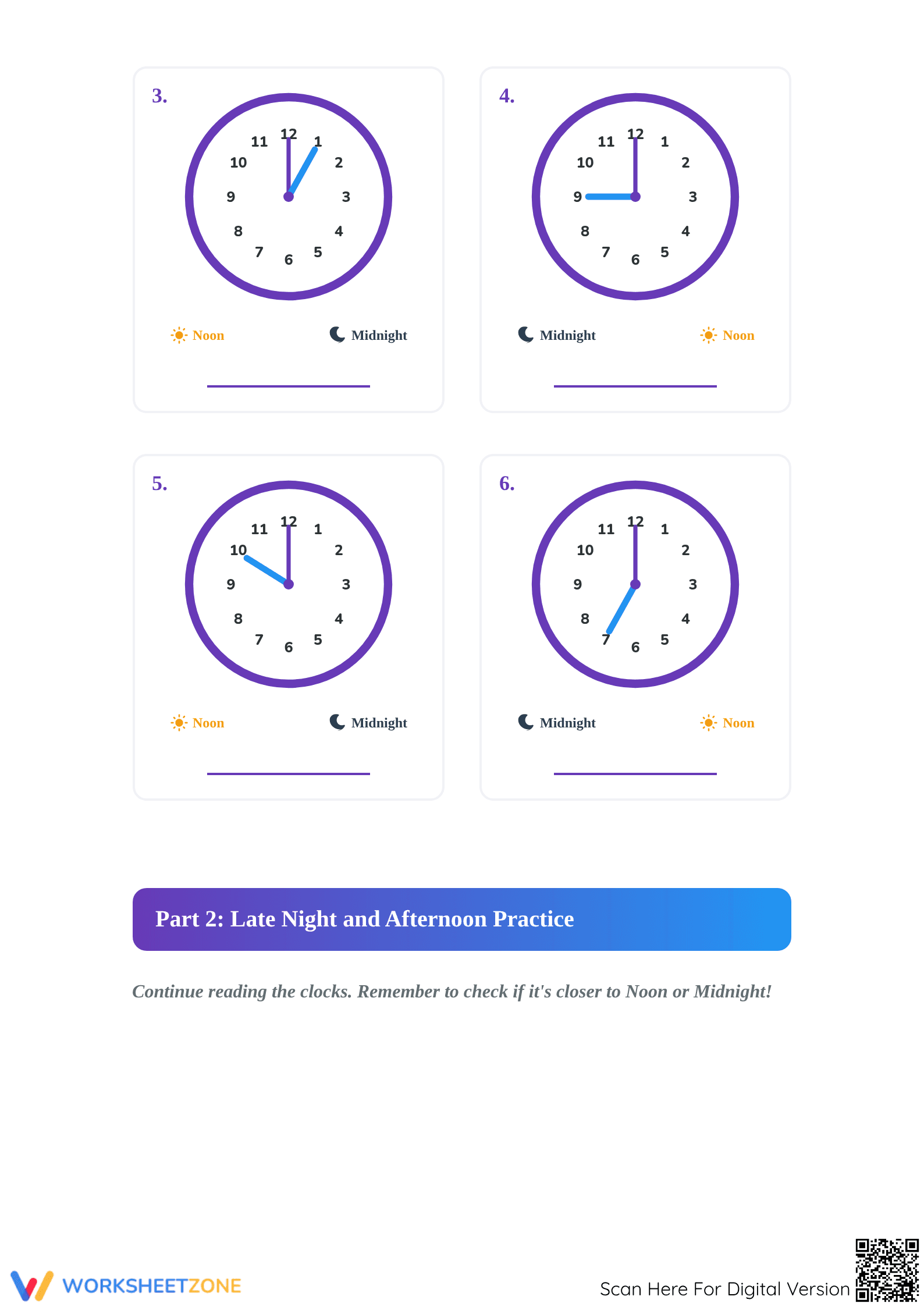 Printable Reading Analog Clocks Worksheet | Grade 2-4 Math - Page 2