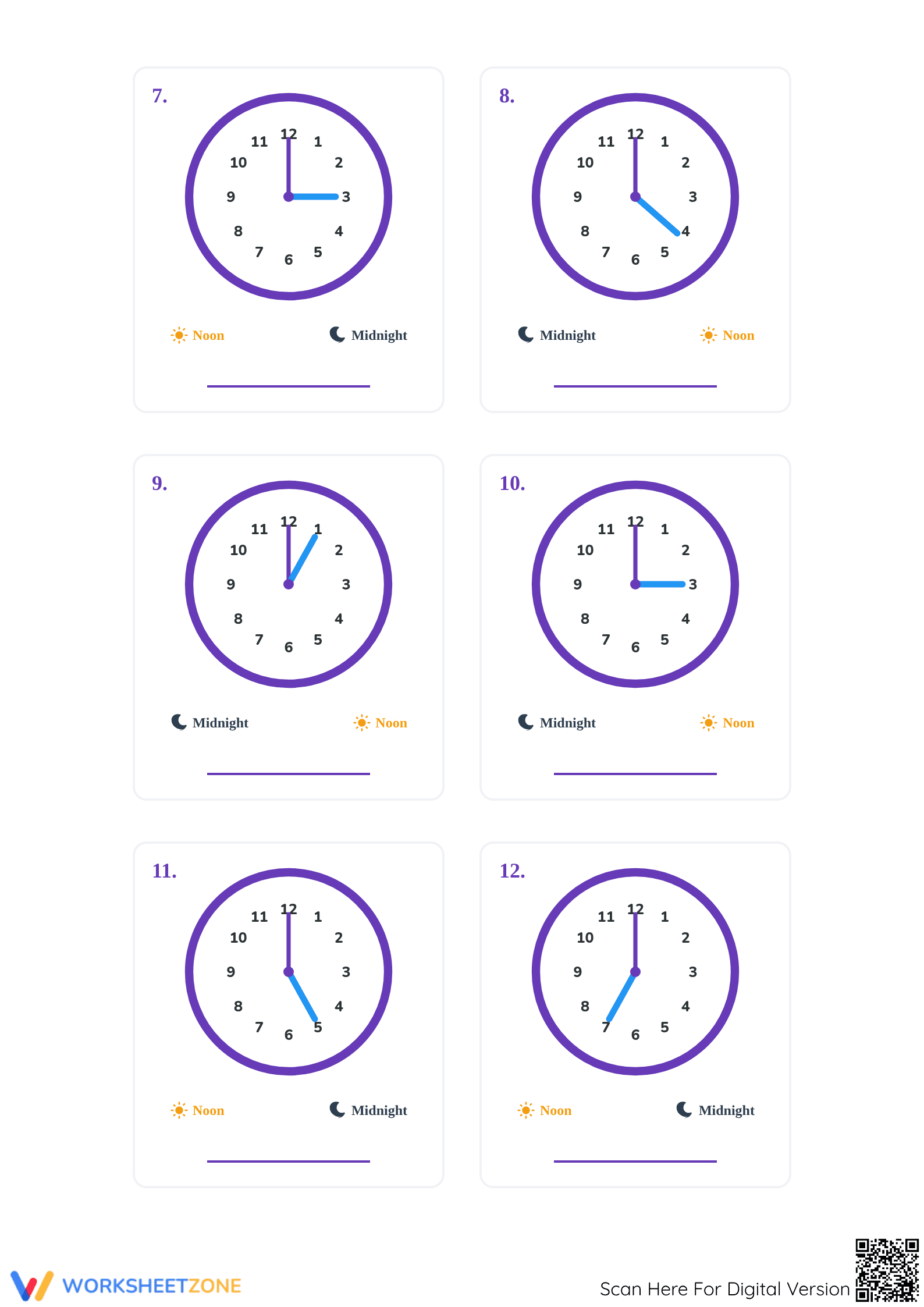 Printable Reading Analog Clocks Worksheet | Grade 2-4 Math - Page 3