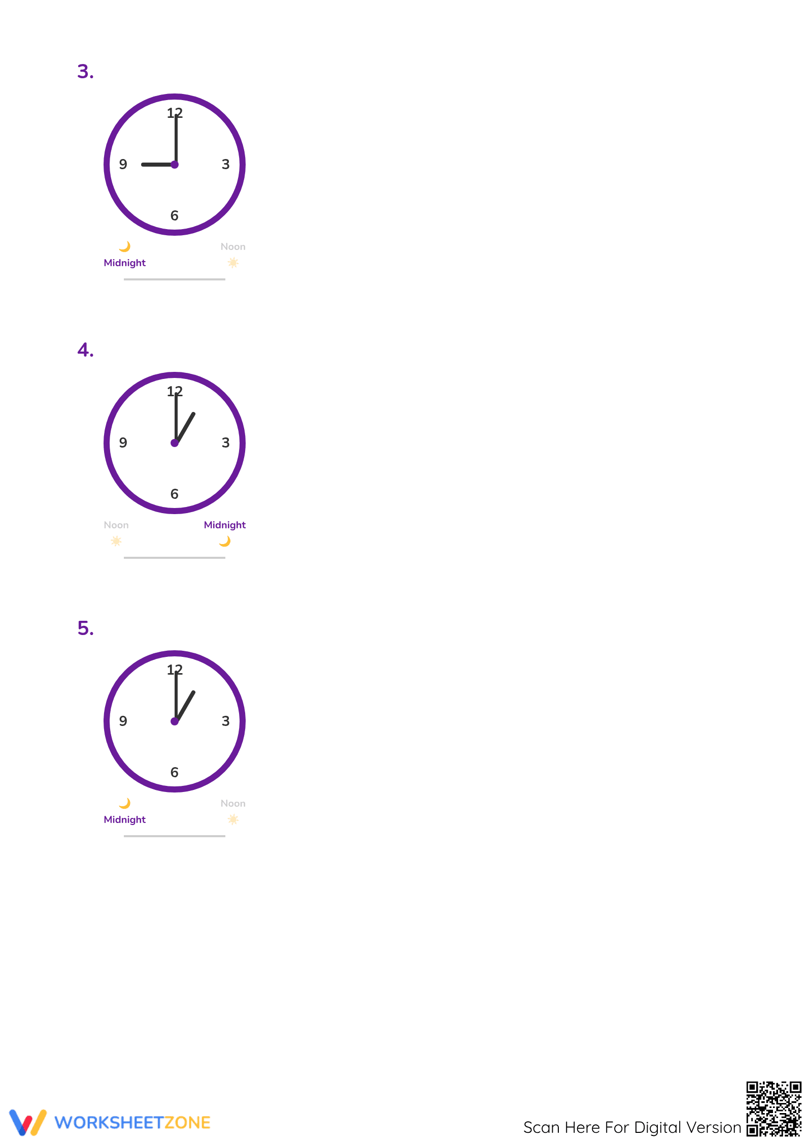 Printable Telling Time Worksheet: 1-Hour Intervals Grade 2-4 - Page 2