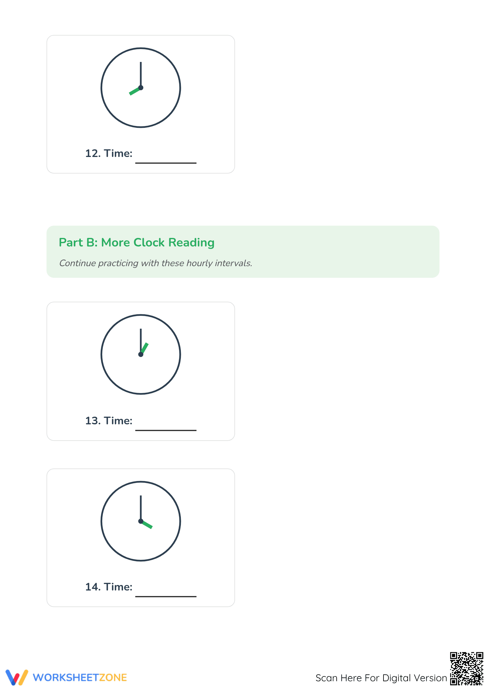 Printable Telling Time to the Hour Worksheet | Grade 2-4 - Page 5