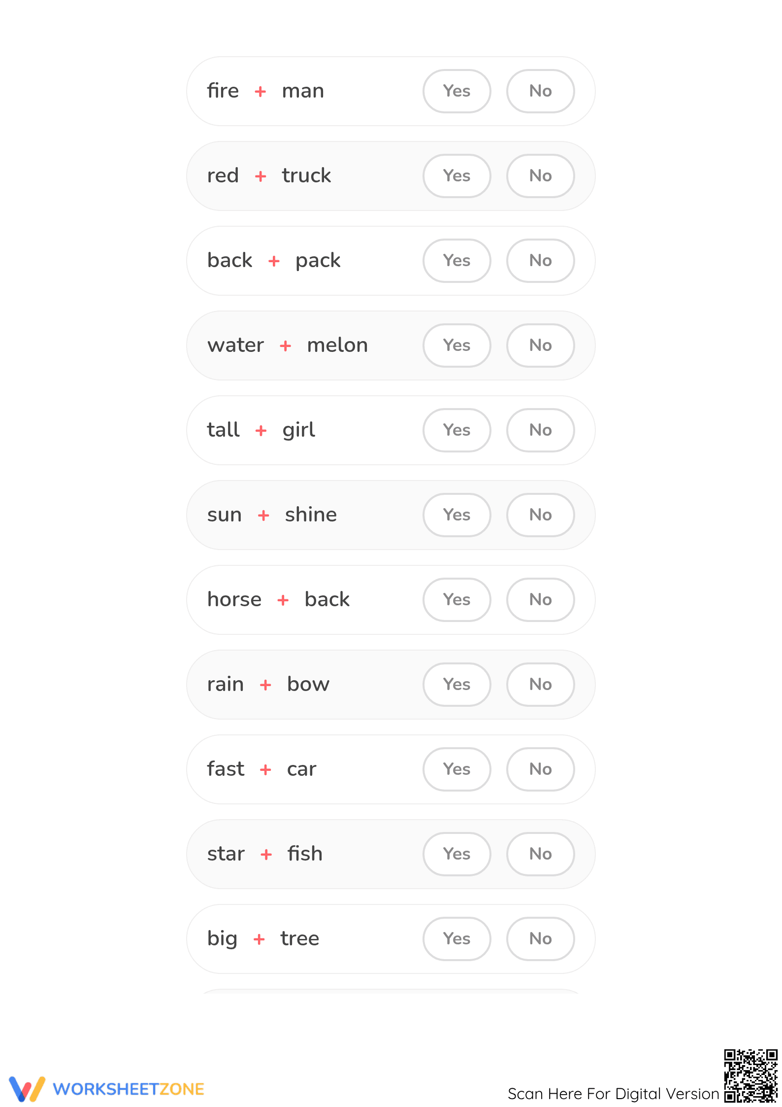Compound Words Printable Worksheet | Grade 1 ELA - Page 2