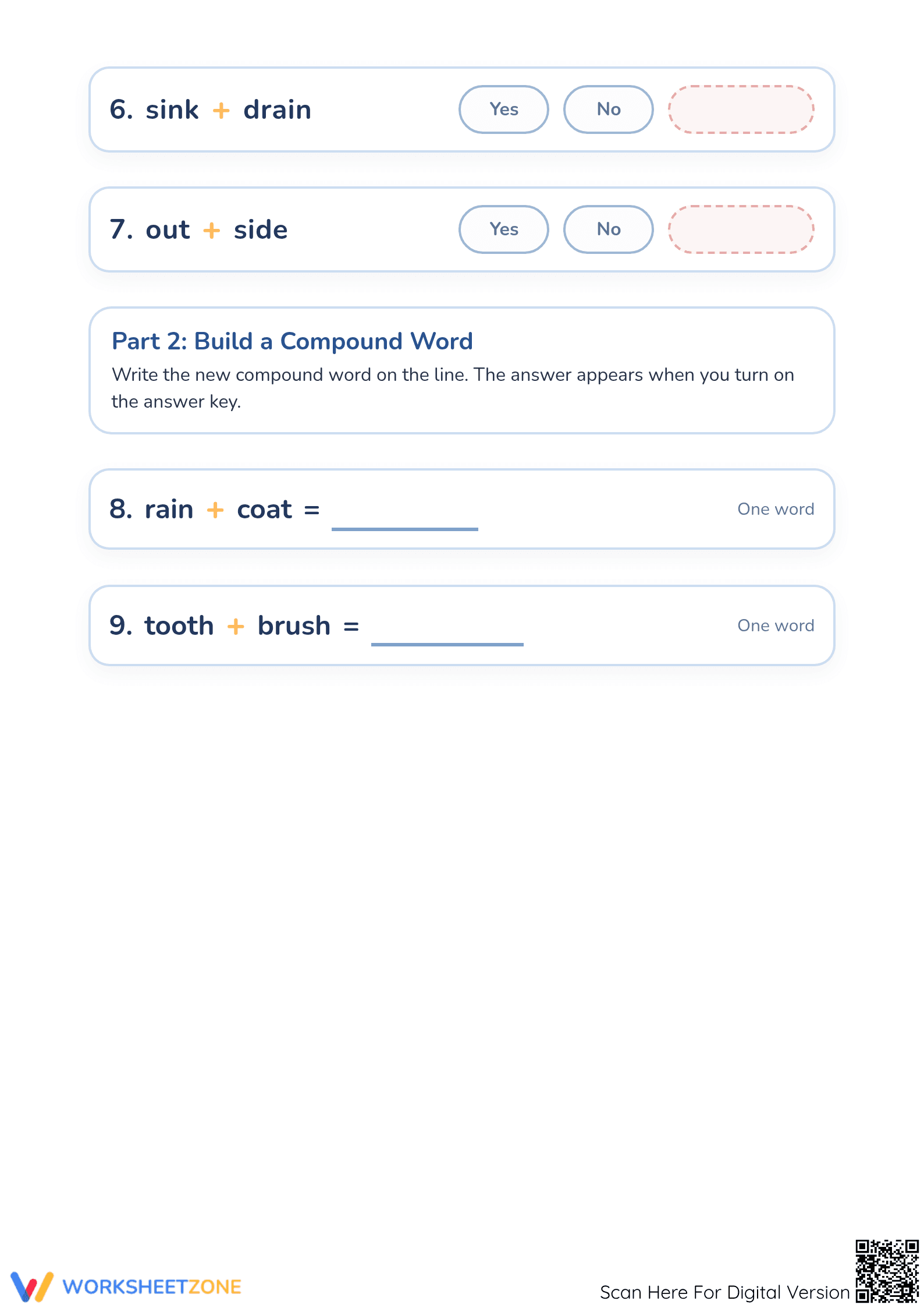 Grade 1 Compound Words — Printable No-Prep Worksheet - Page 2