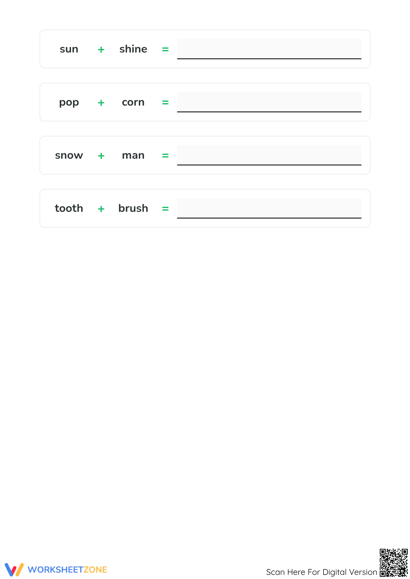 Printable Compound Words Worksheet | Grade 1 ELA - Page 2