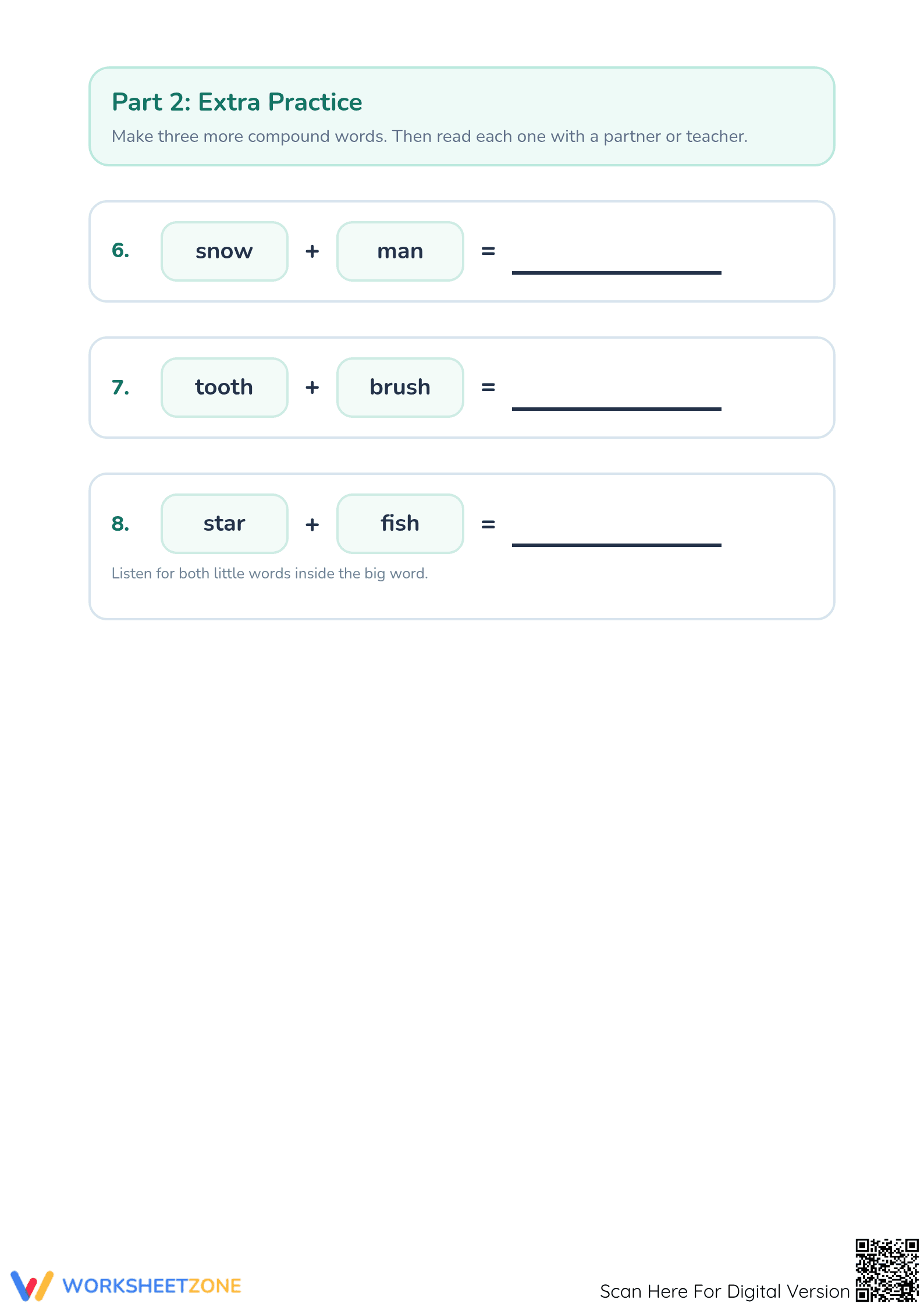 Printable Grade 1 Compound Words Worksheet | Ready to Use - Page 2