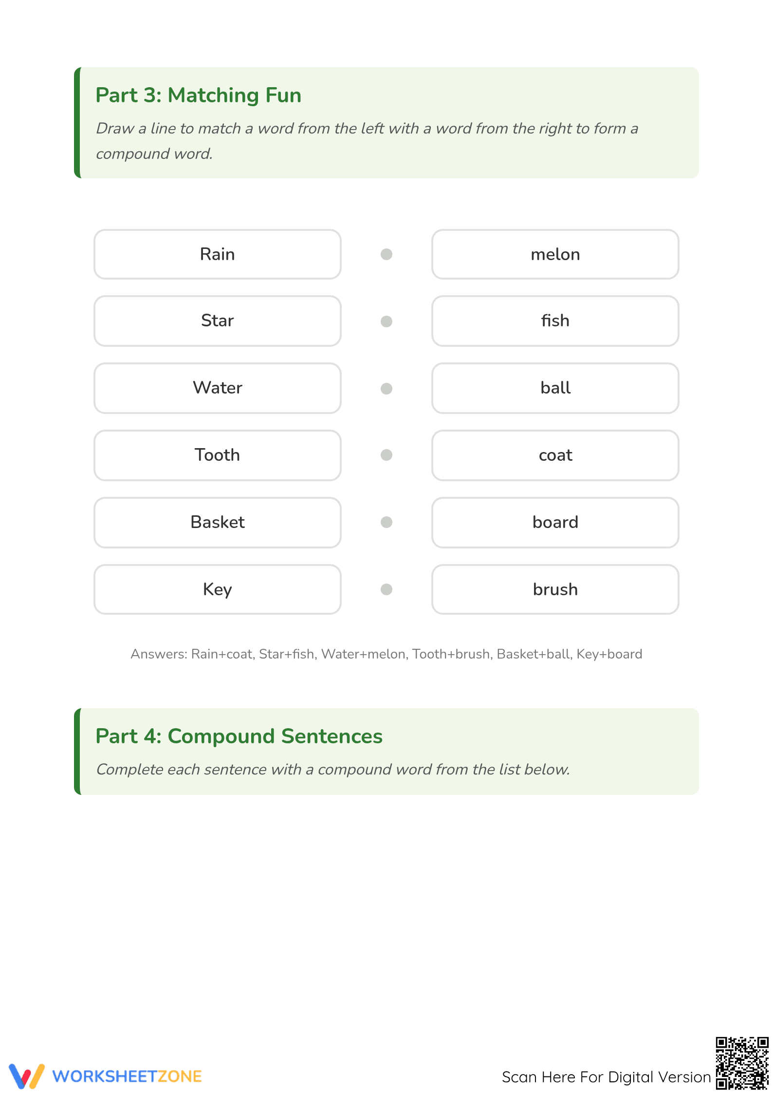 Creating Compound Words Worksheet | Grade 1 Printable - Page 3