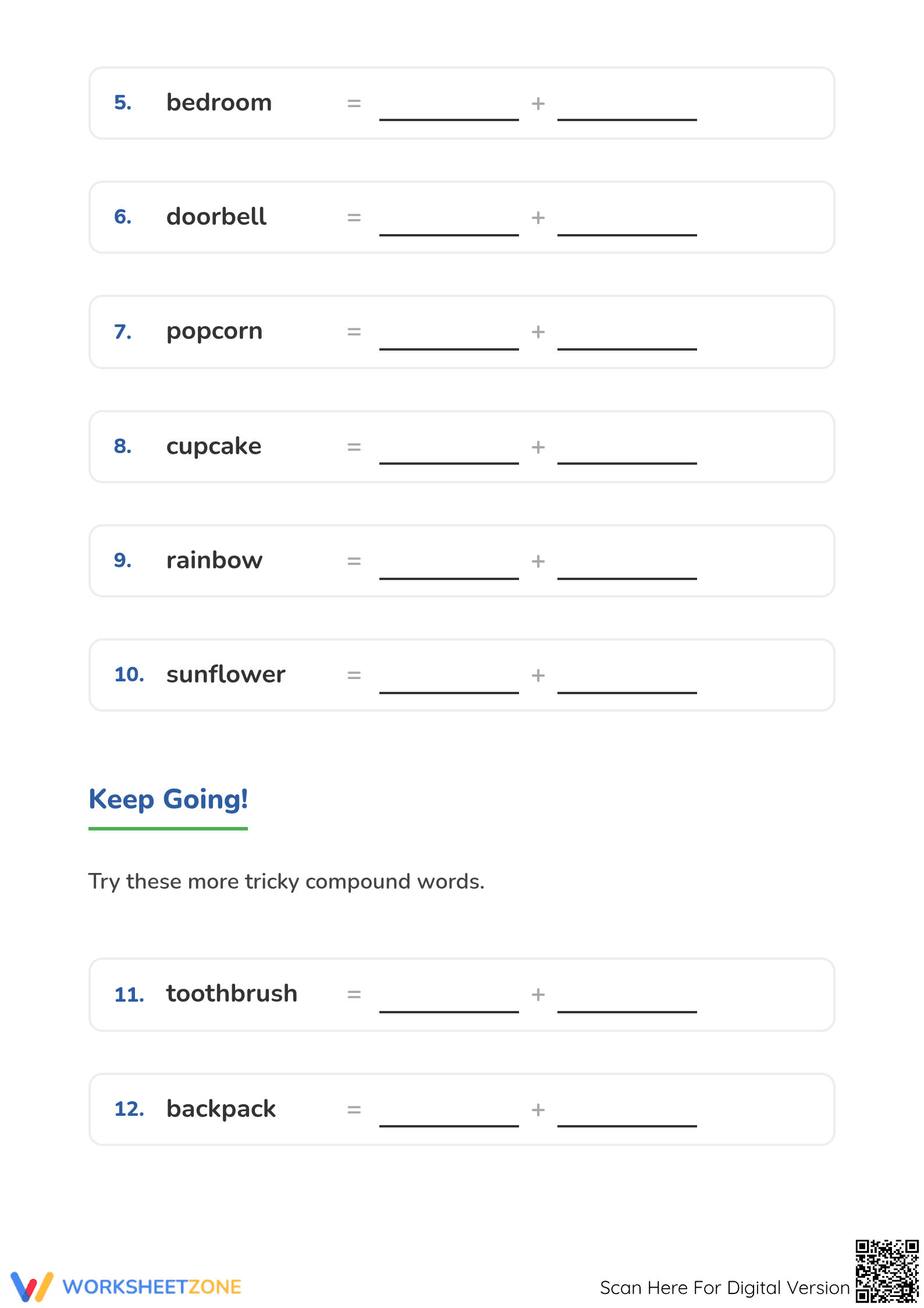 Grade 1 Compound Words — Printable No-Prep Worksheet - Page 2