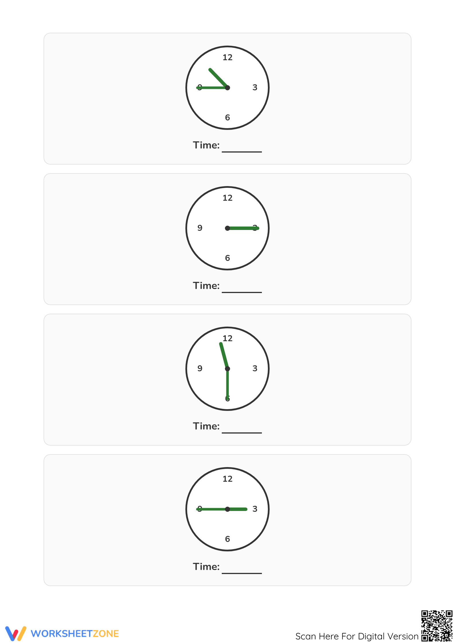 Printable Telling Time to 15 Minutes Worksheet | Grade 2-4 - Page 3