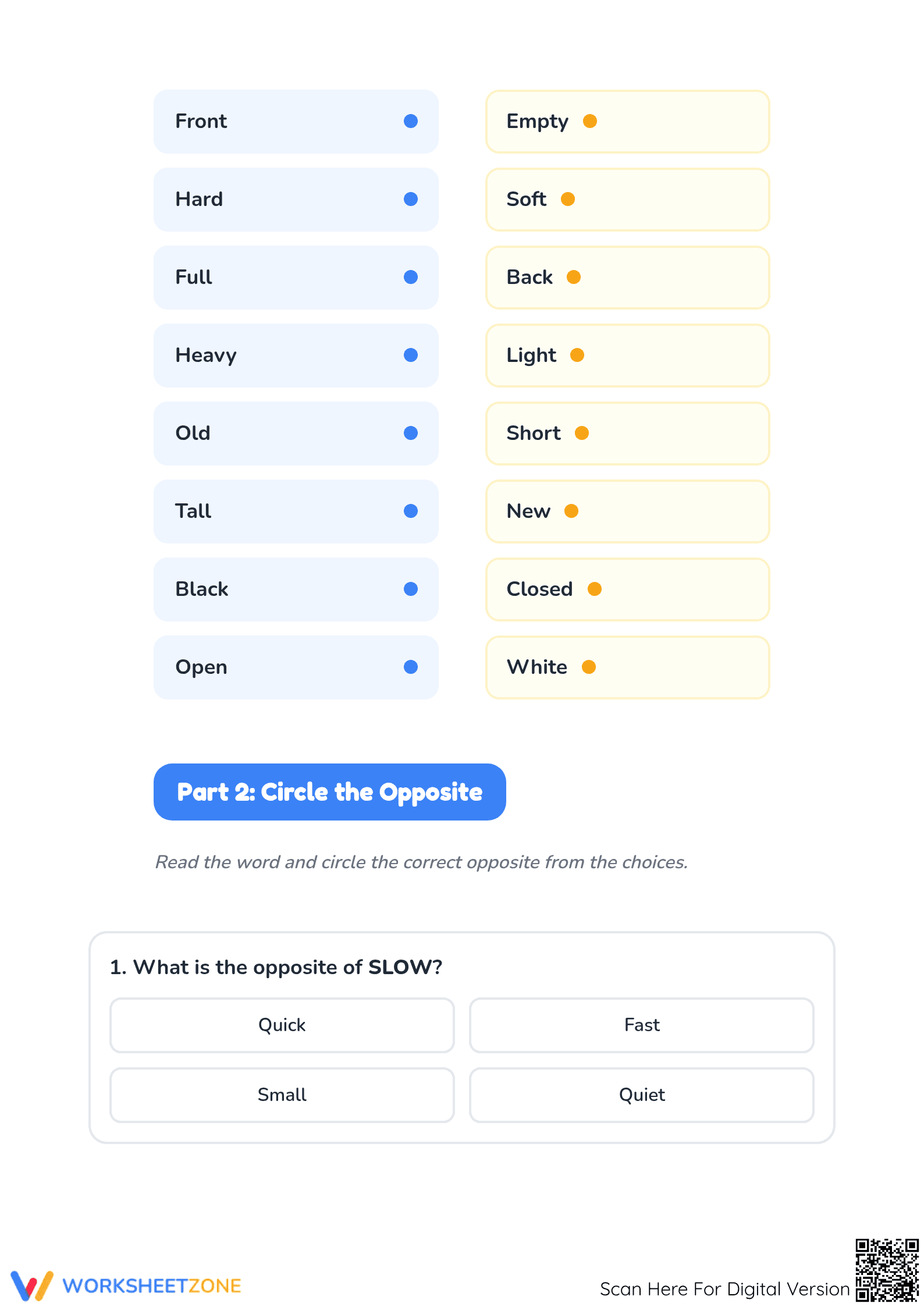 Essential Opposites Matching Worksheet | Grade 1 ELA - Page 2