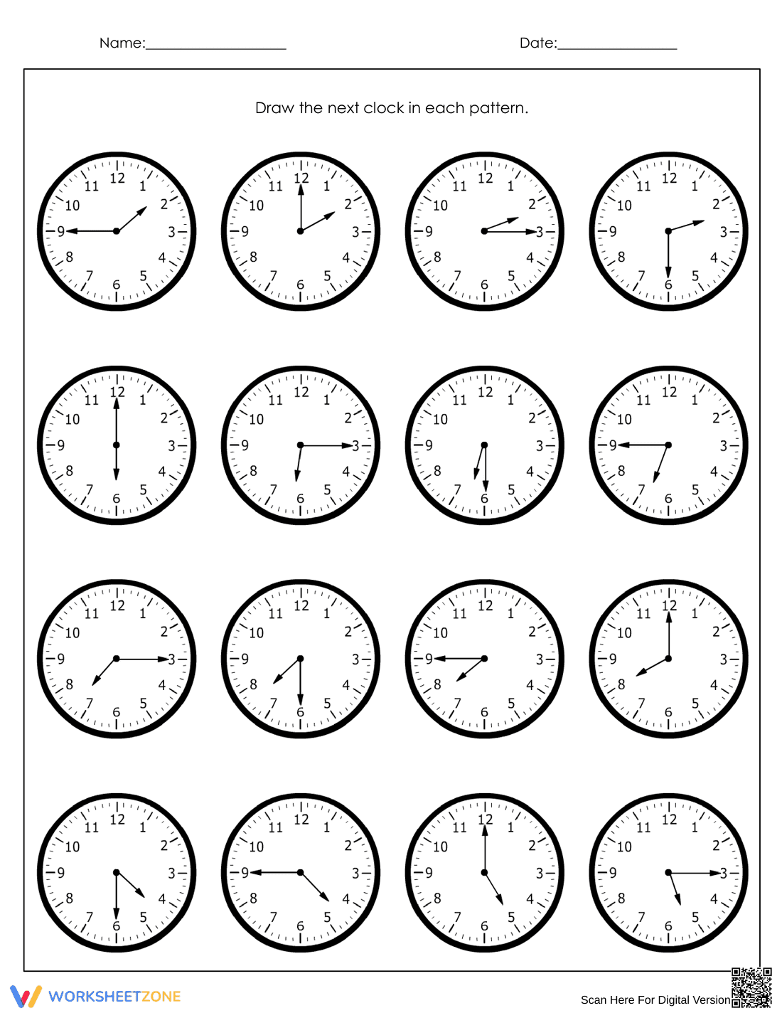 Draw a Clock to Practice Time Skills - Page 2