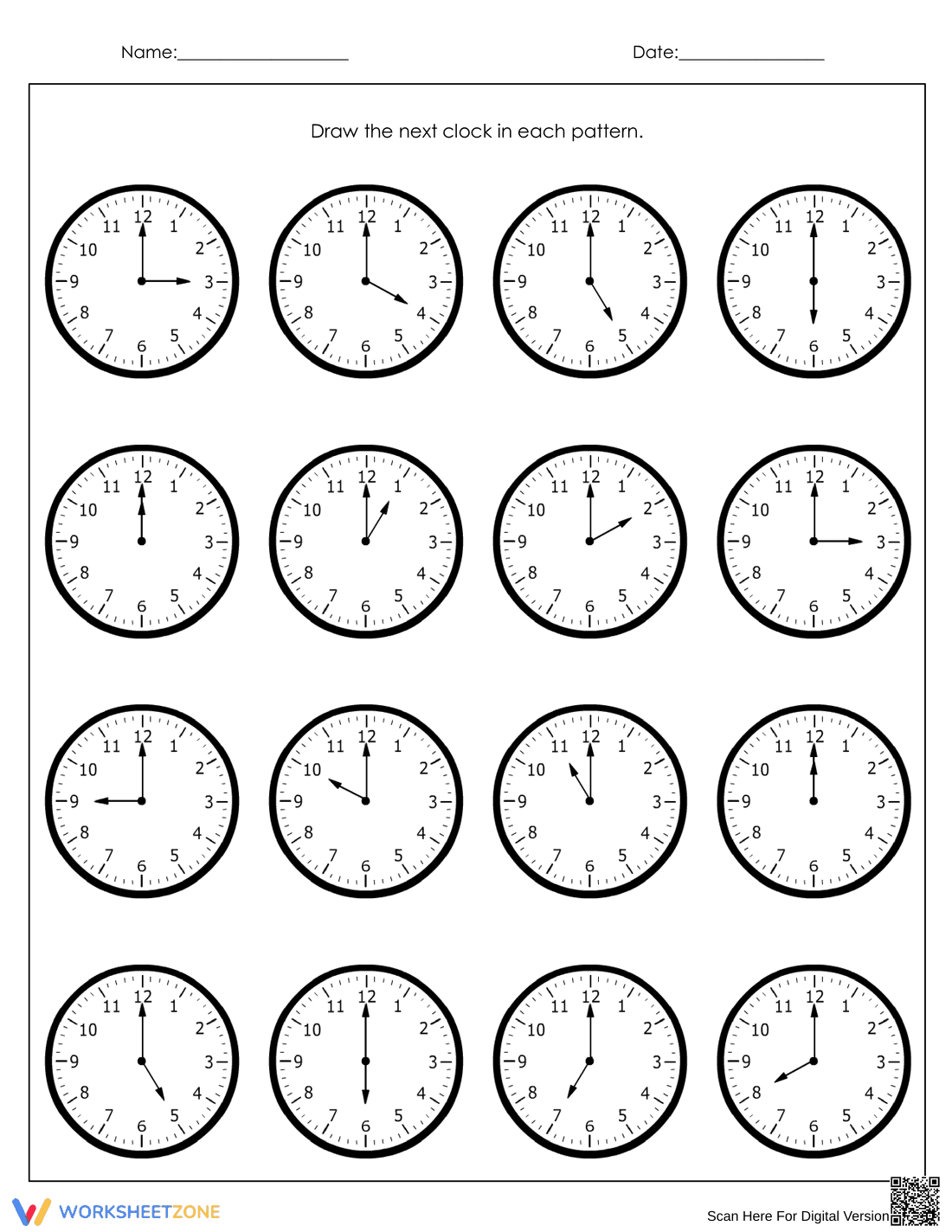 Draw a Clock to Tell Time Worksheet - Page 2