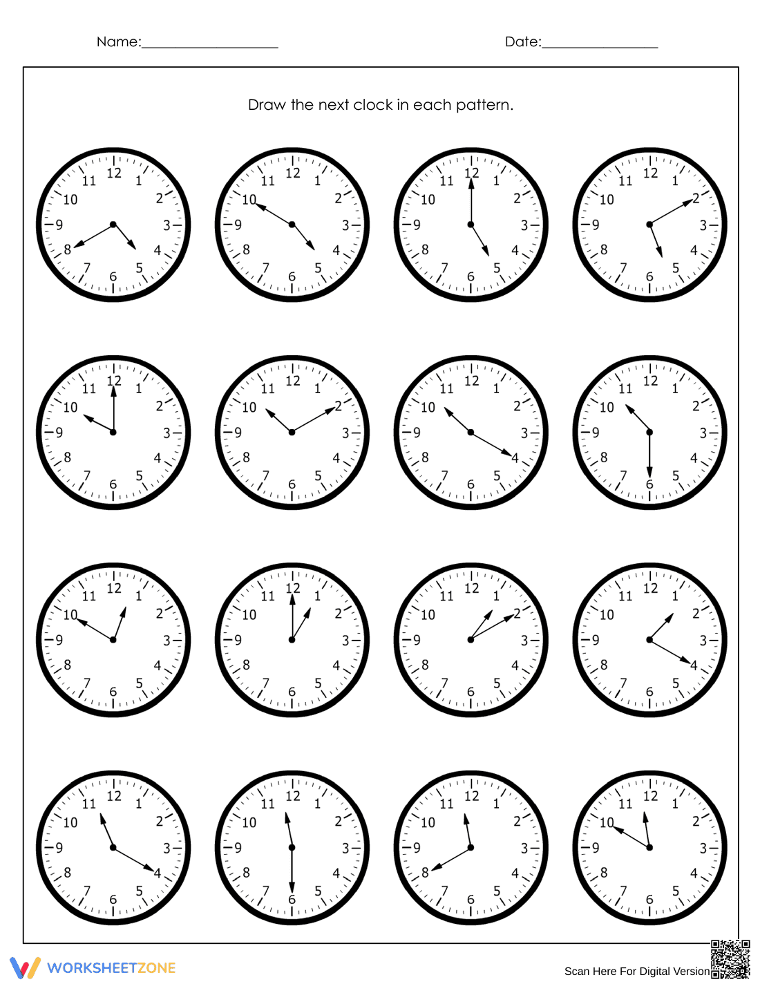Write the Time on the Clock Worksheet - Page 2
