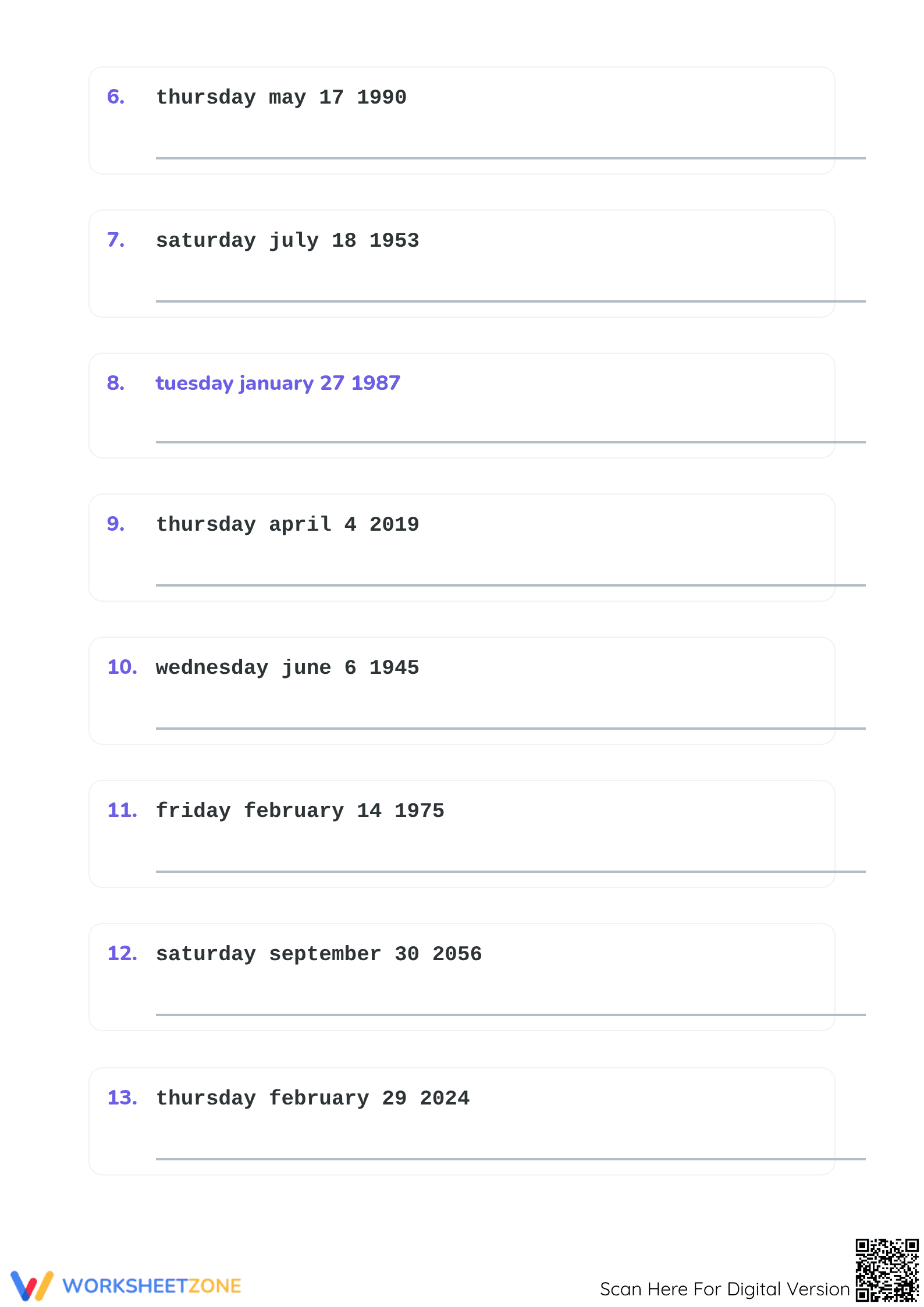 Essential Date Formatting Worksheet | Grade 2 Math - Page 2