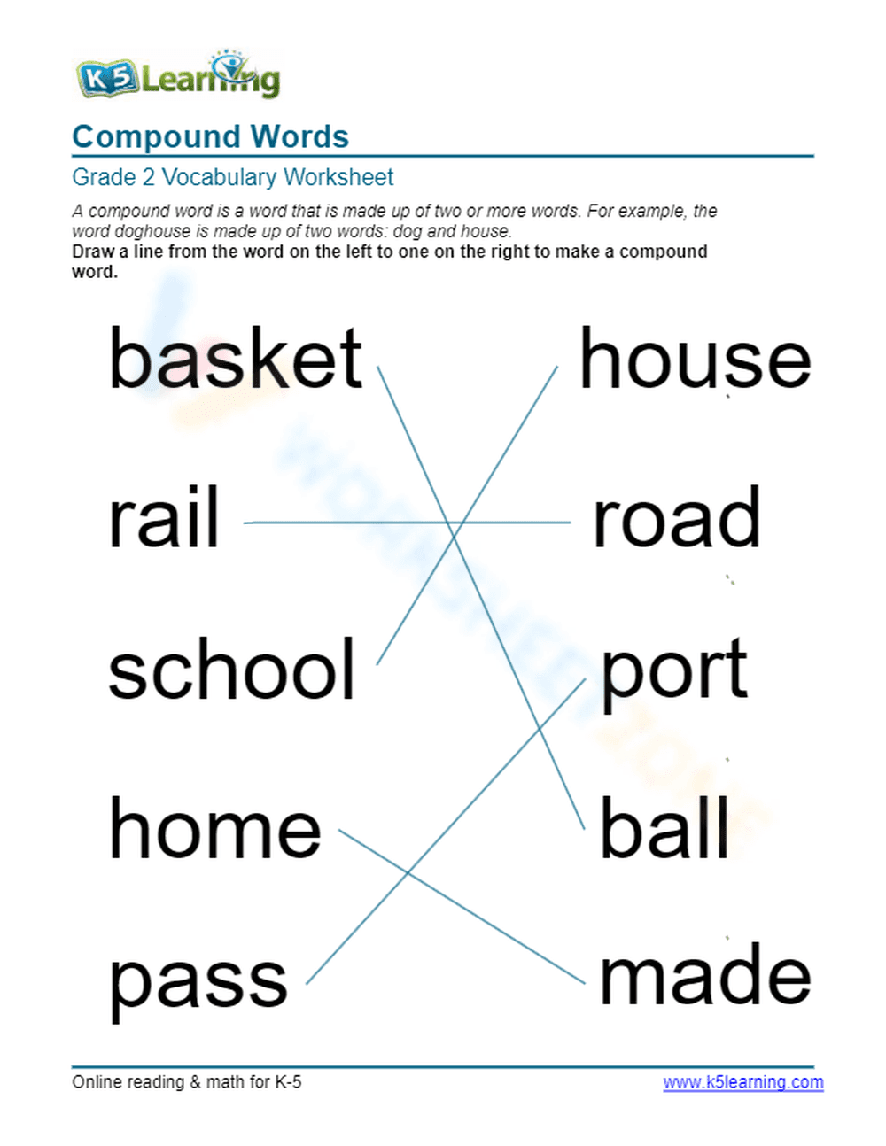 Compound Words - Matching 2 - Page 2
