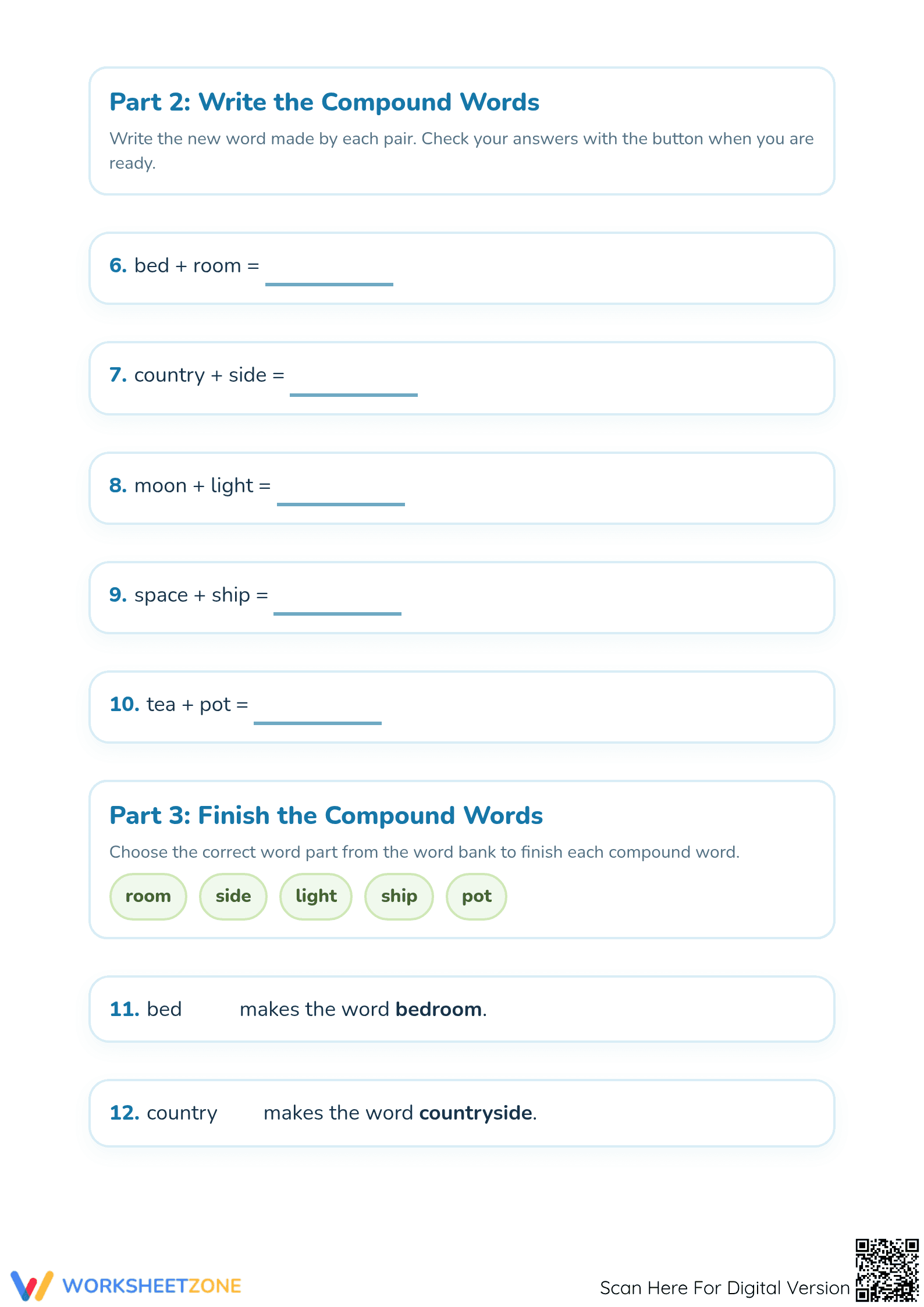 Grade 1 Compound Words — Printable No-Prep Worksheet - Page 2