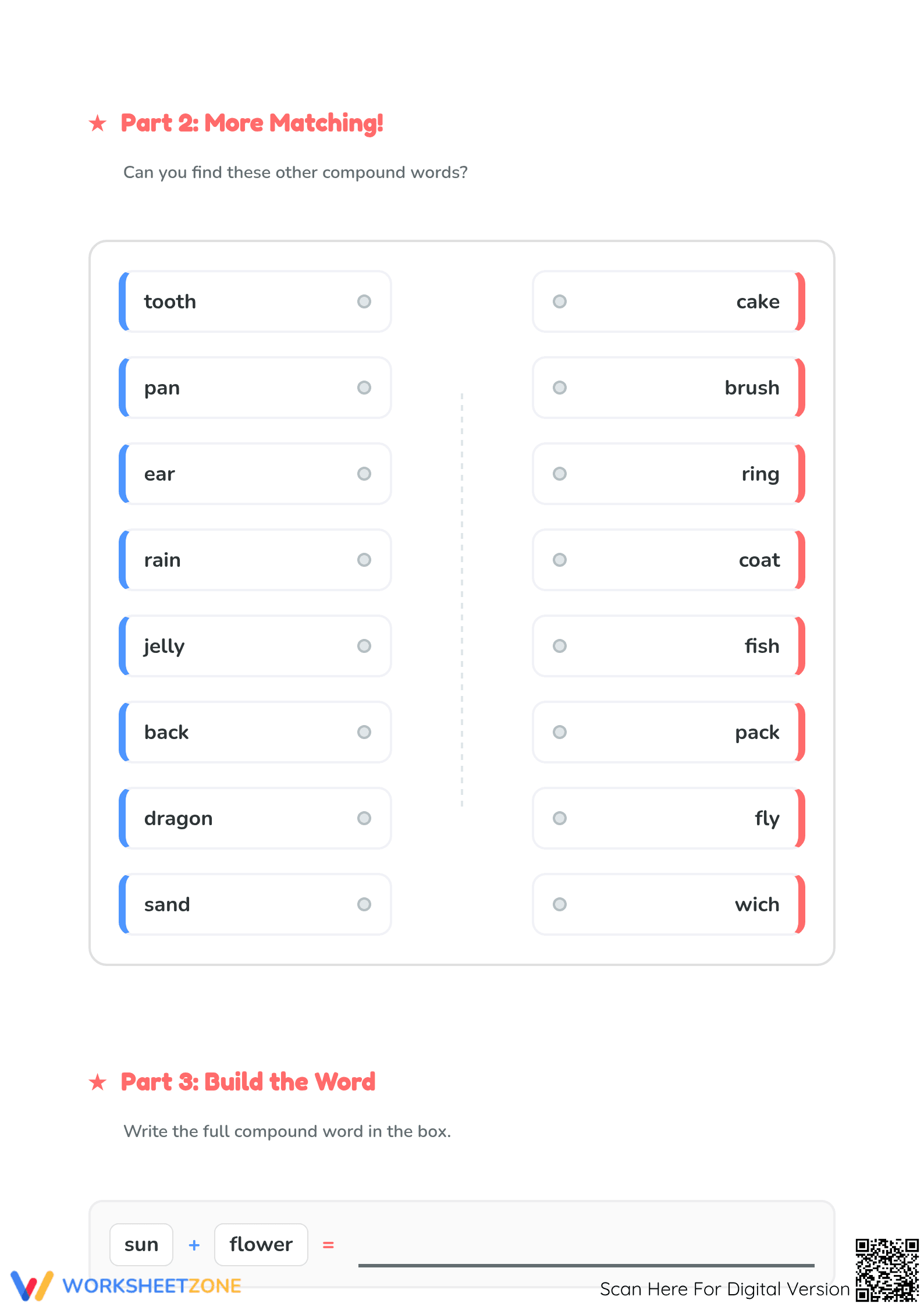 Essential Compound Words Matching Worksheet | Grade 1 ELA - Page 2