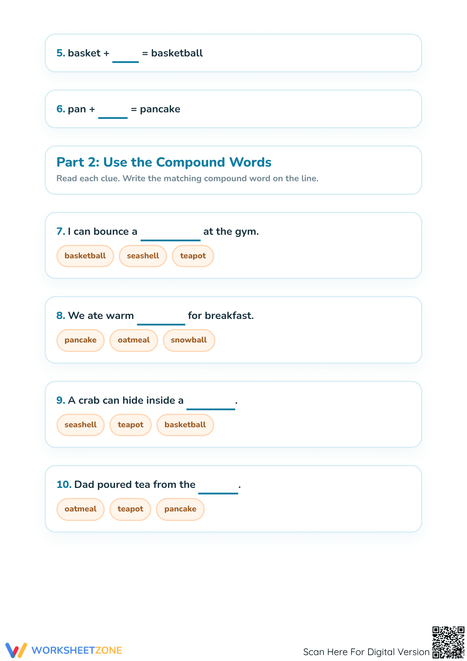 Grade 1 Compound Words — Printable Essential Worksheet - Page 3