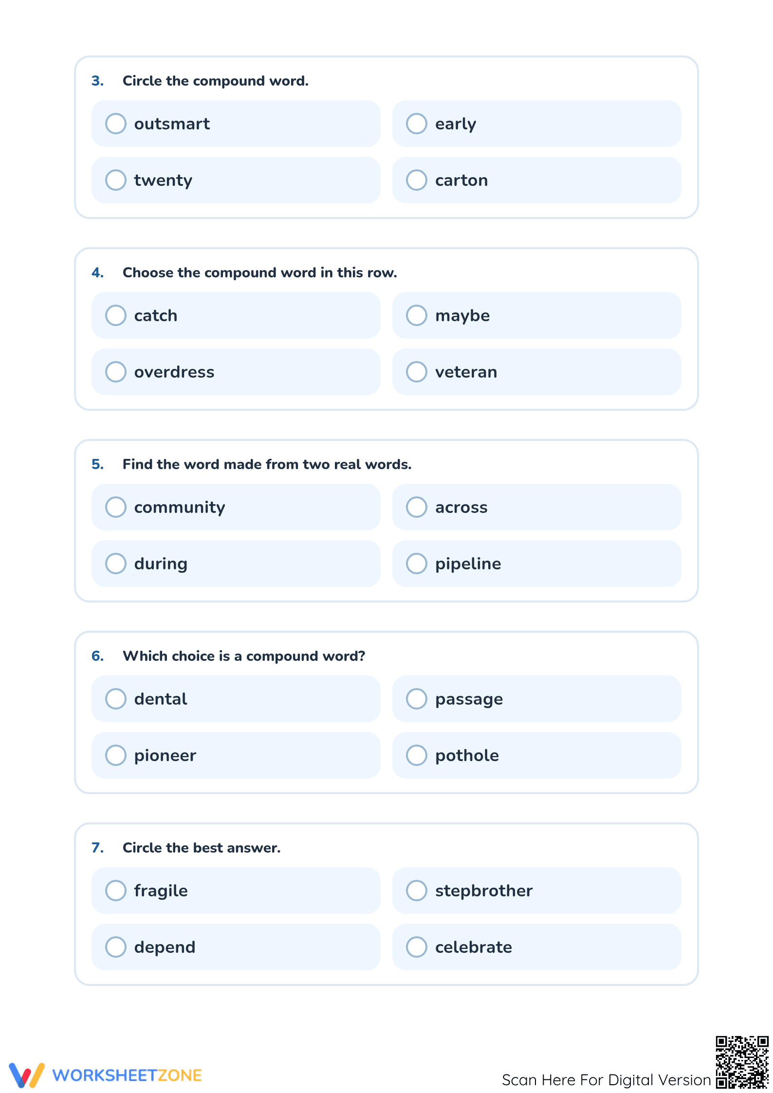 Compound Words Worksheet: Grade 1-4 — Printable No-Prep - Page 2